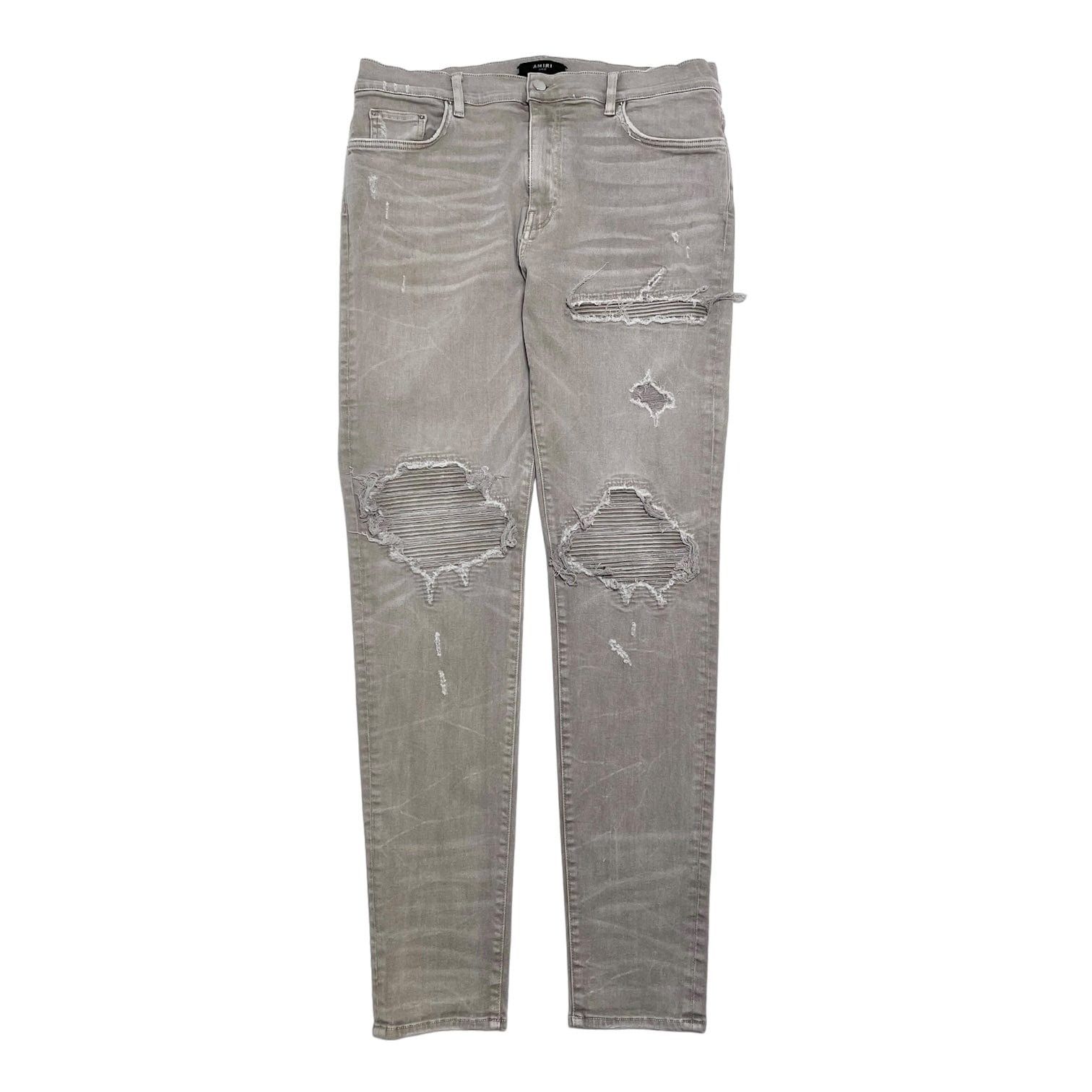 image of Amiri Mx1 Tonal Denim Patch Jeans Cool Grey, Men's (Size 38)