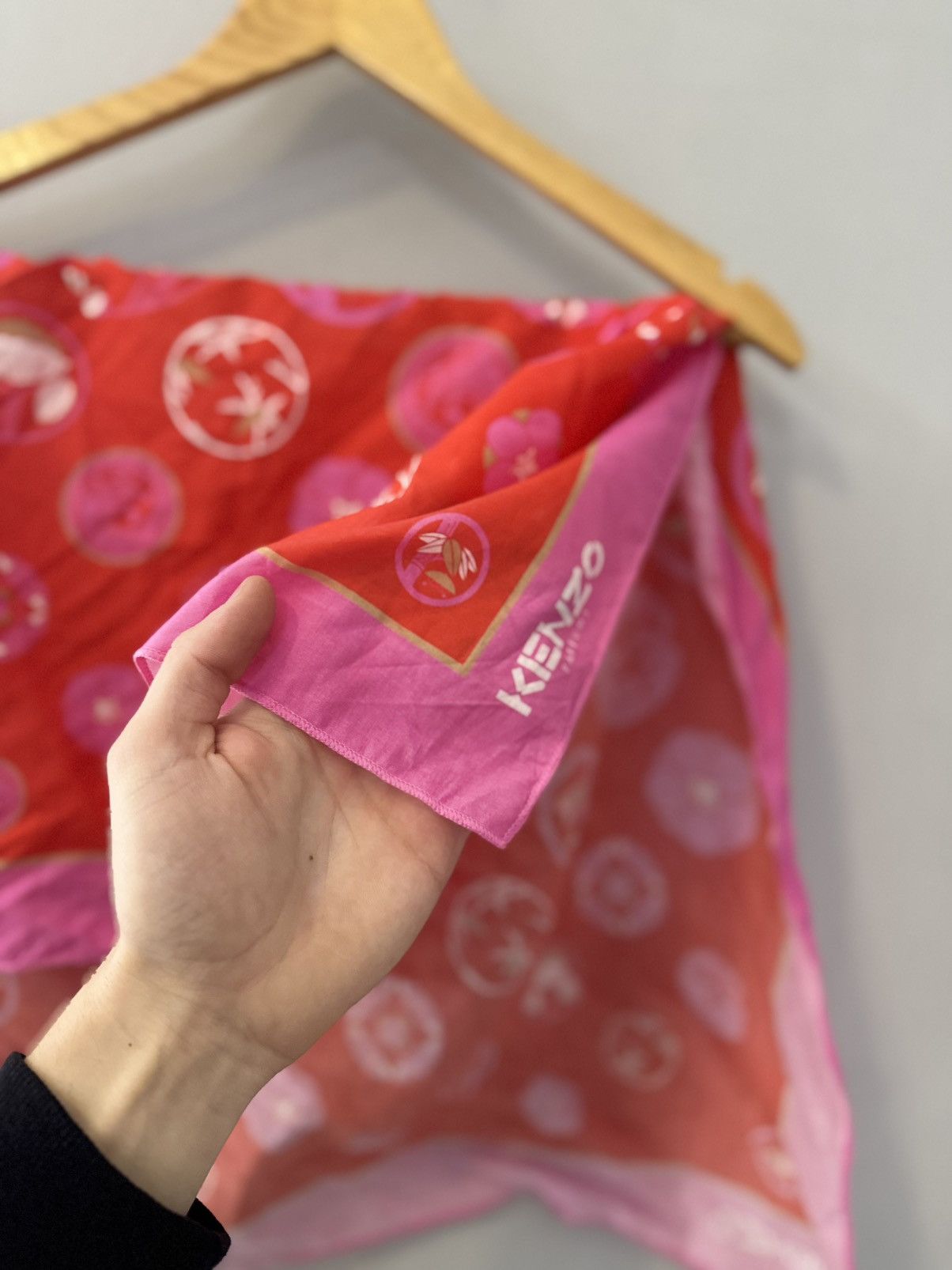 Kenzo Kenzo Pink Print Cotton Scarf Size ONE SIZE - 7 Thumbnail