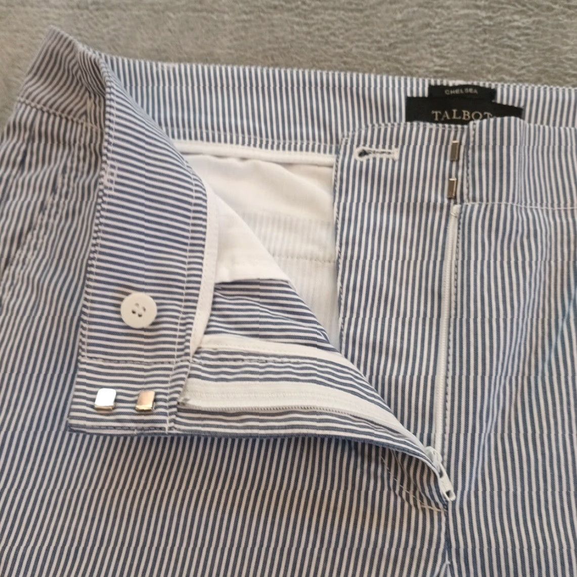 Talbots Talbots Pants Womens Size 10 Cropped Straight Pockets Blue Striped Mid Rise 35x24 Regular Inseam 24" Size 32" / US 10 / IT 46 - 4 Thumbnail