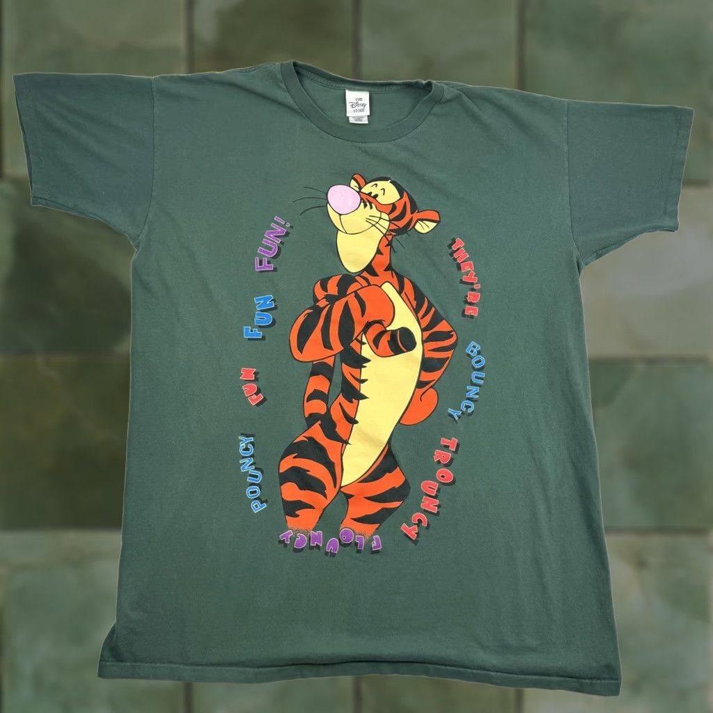 Disney VINTAGE Disney Store Tigger Sleep T Shirt Adult OSFA Disney World 90s Pooh Shirt Mens Green Cotton Short Sleeve Crew Neck 90s Cartoon Size US M / EU 48-50 / 2 - 1 Thumbnail