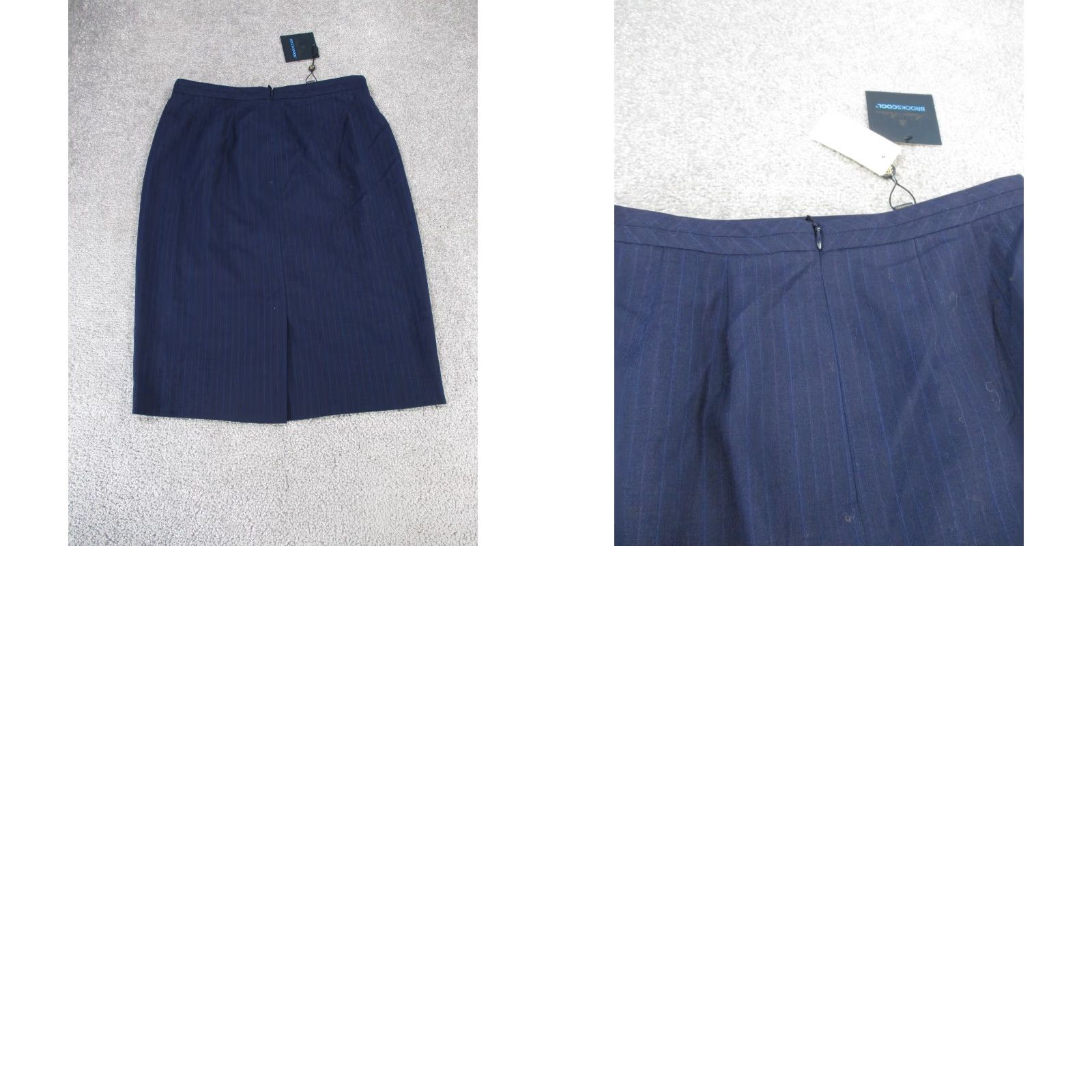 Brooks Brothers VINTAGE Brooks Brothers Skirt Womens 4P Navy Blue Pinstripe Wool Pencil NEW Holes Size 27" / US 4 / IT 40 - 9 Thumbnail