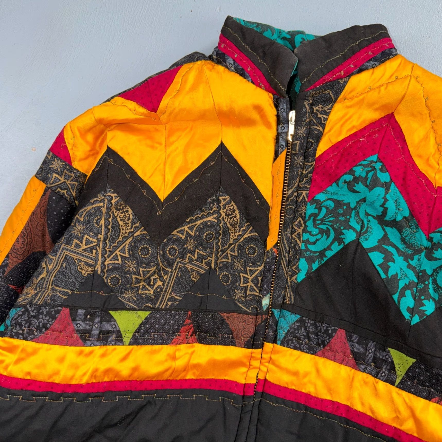 Vintage VINTAGE Hand Made Fashion 60s 70s Talon Ski Jacket Crazy Patterns One of a Kind Men's Ski Jacket Black NS? Size US L / EU 52-54 / 3 - 2 Thumbnail