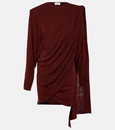 Saint Laurent Paris o1y0126 Mini Dress in Burgundy Size S / US 4 / IT 40 - 1 Thumbnail