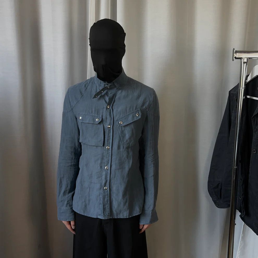 Balenciaga Balenciaga Belt Collar Linen Work Shirt - SS05 Size US M / EU 48-50 / 2 - 2 Thumbnail