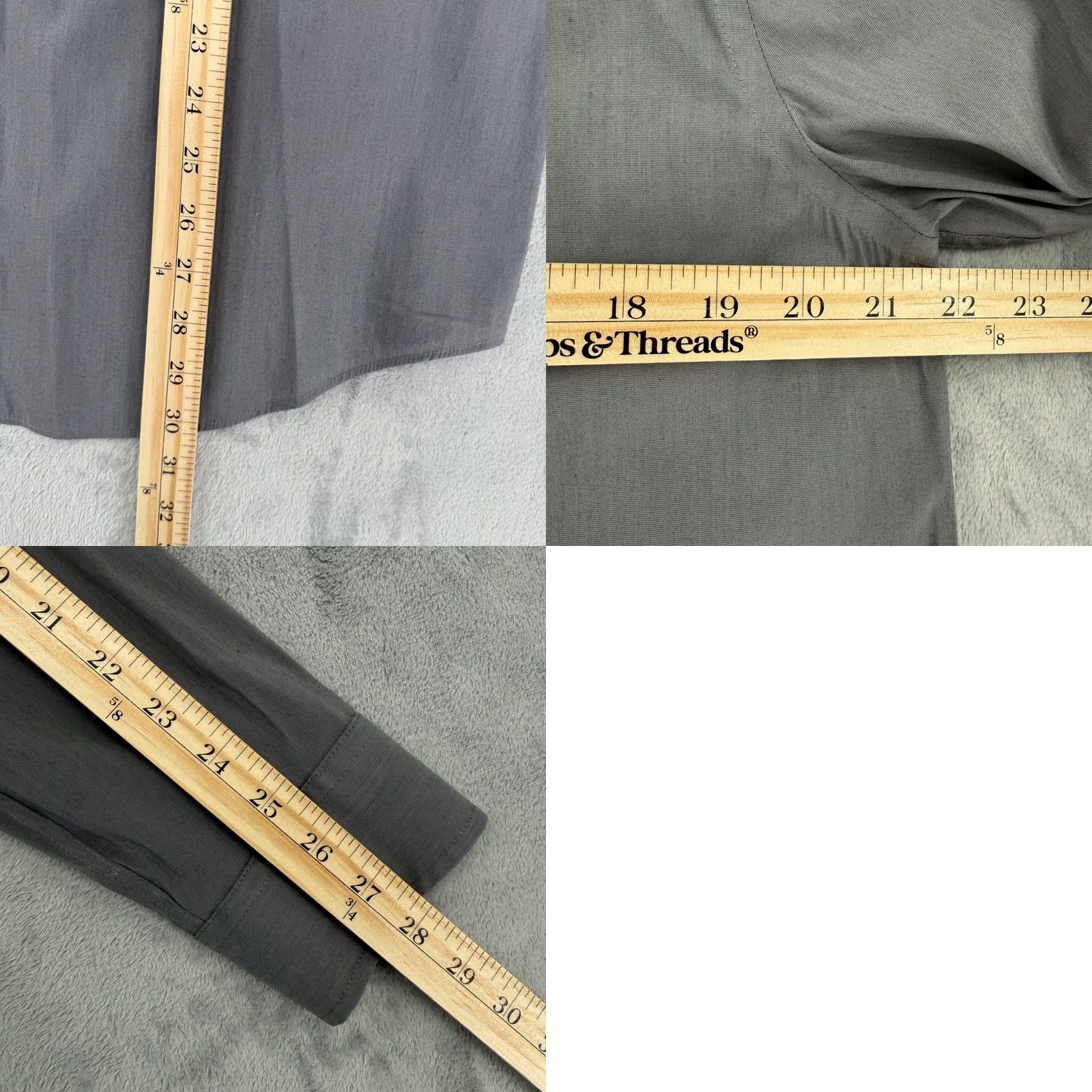 Ralph Lauren Lauren Ralph Lauren Mens Gray Performance Stretch Slim Fit Dress Shirt Large Size 42R - 9 Thumbnail