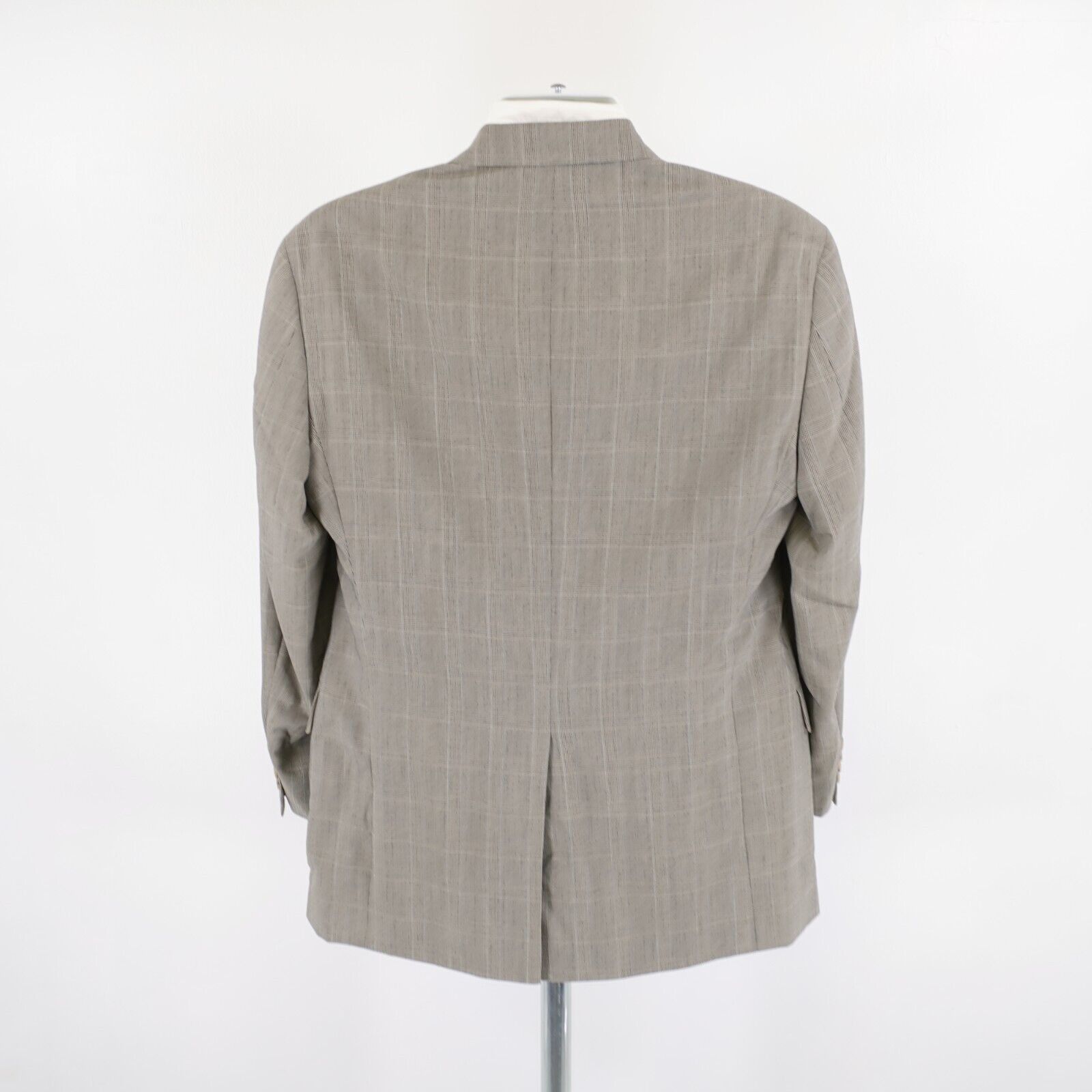 Tommy Hilfiger Tommy Hilfiger Worsted Wool Tan Plaid W/ Blue Windowpane 40R Size 40R - 6 Thumbnail