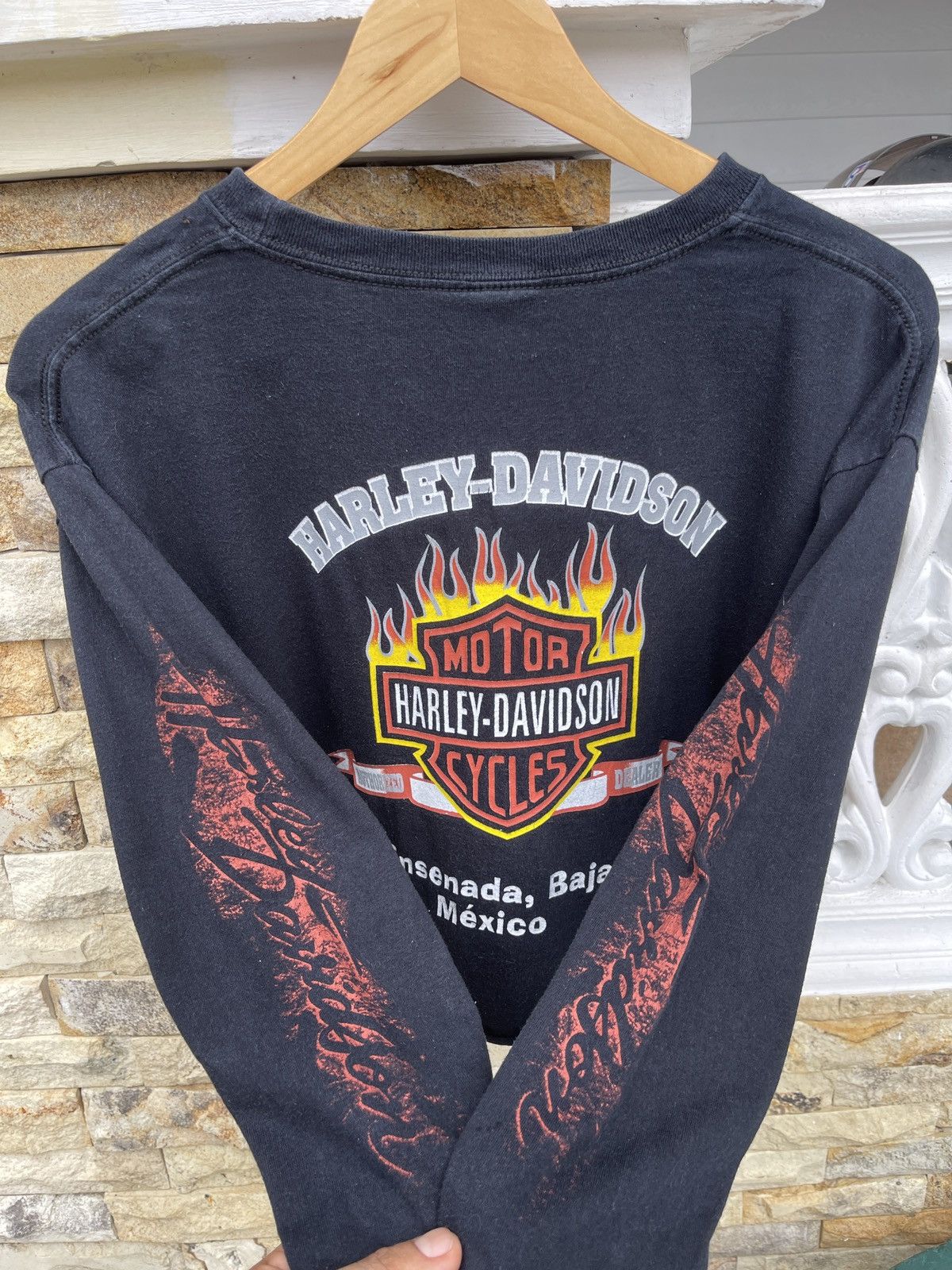 Harley Davidson × Vintage LastDrop🔥Rare🔥Vtg Harley Davidson Thrashed Flame Long Sleeve Size US L / EU 52-54 / 3 - 1 Thumbnail