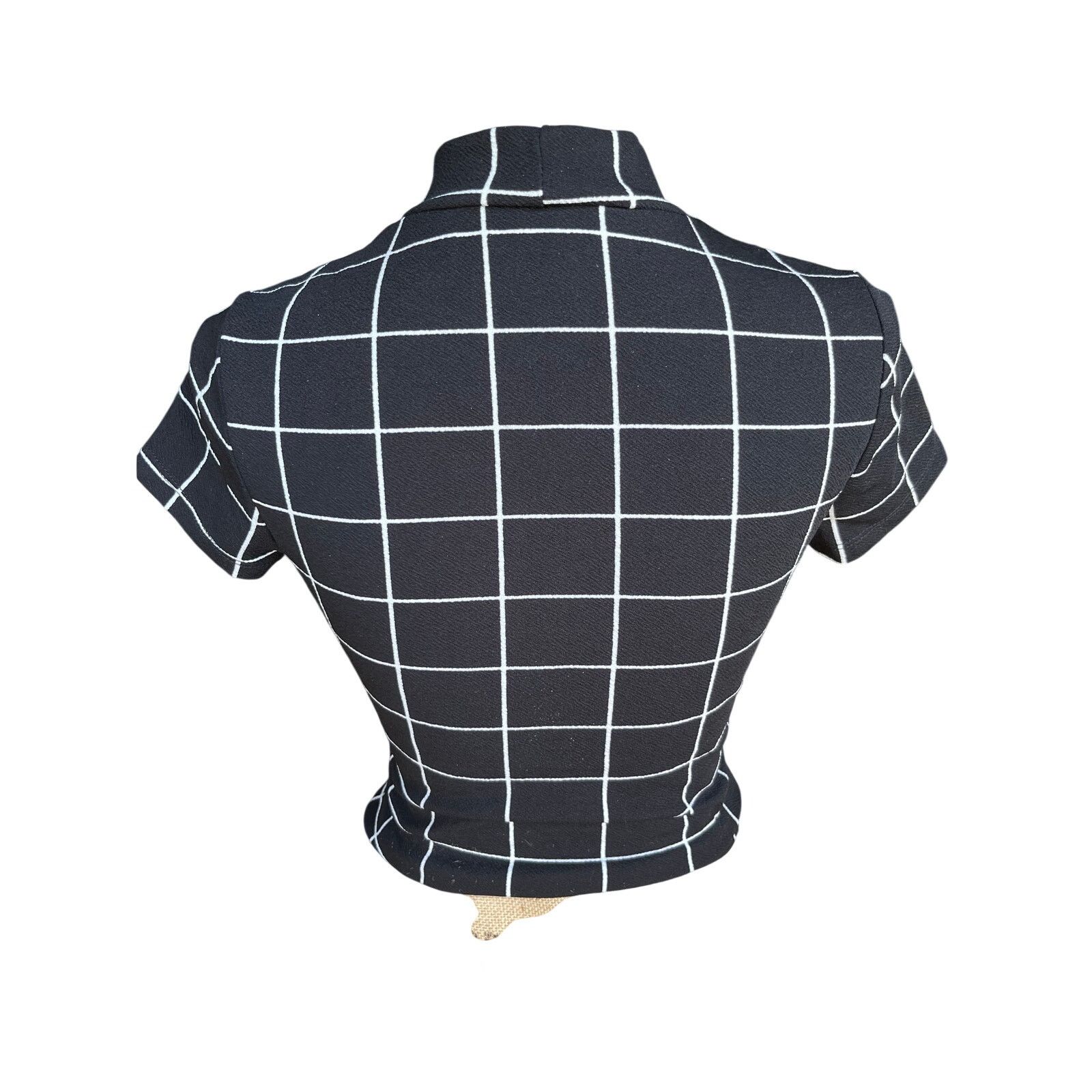 Shein Shein classic Mock Neck Grid Crop Top Size S / US 4 / IT 40 - 2 Thumbnail