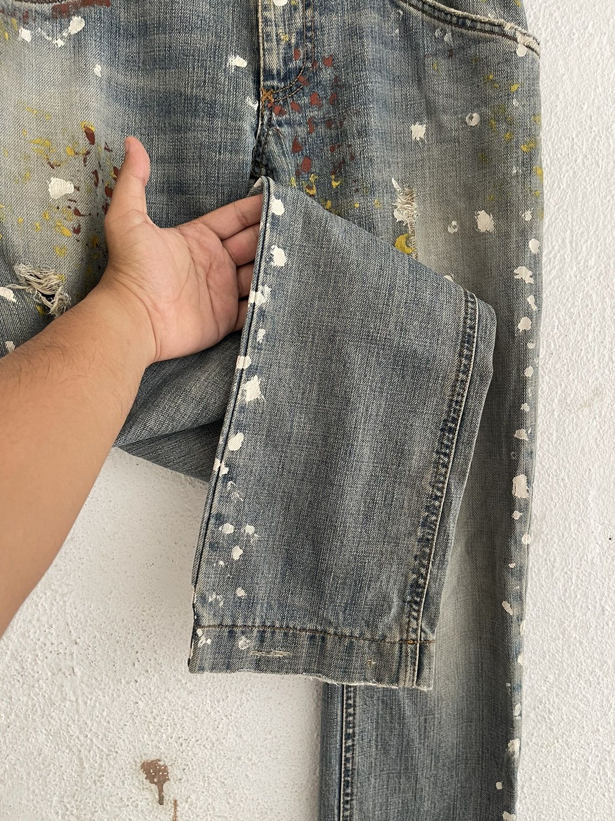 Dolce & Gabbana Dolce Gabbana Metal Logo Plate Paint Denim Pants Size US 34 / EU 50 - 5 Thumbnail