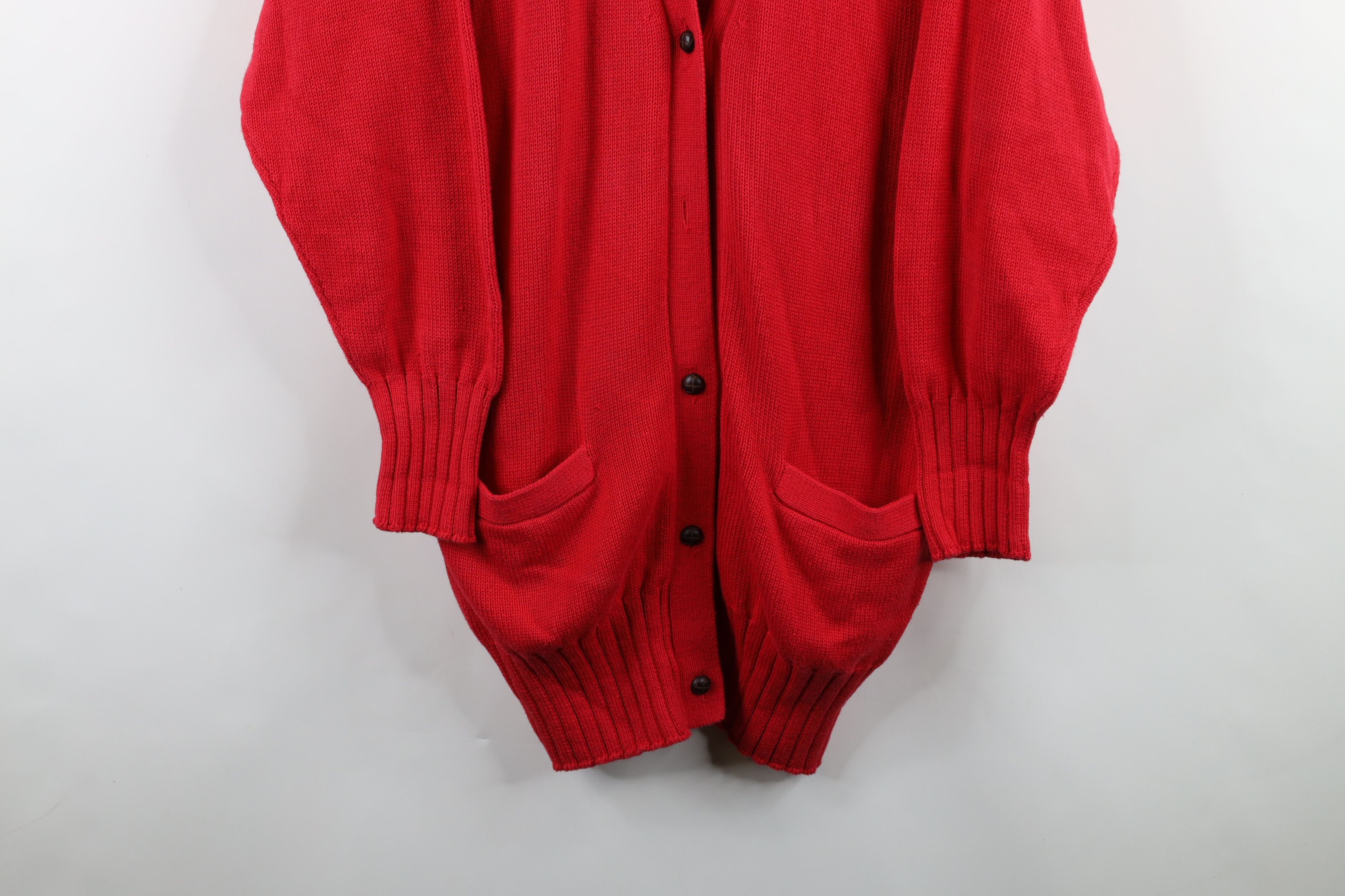 Vintage Vintage 90s Streetwear Oversized Knit Cardigan Sweater Red Size M / US 6-8 / IT 42-44 - 3 Thumbnail