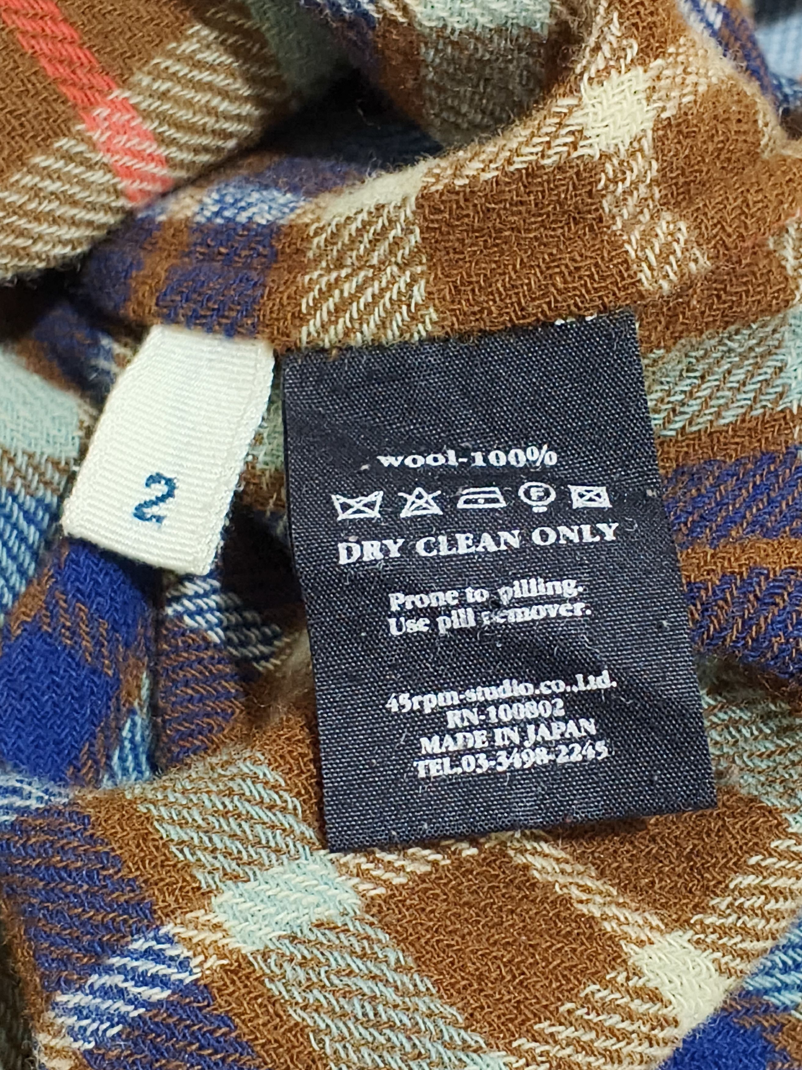 45rpm 🔥45RPM Japan Distressed Plaid Wool Pullover Shirt Jacket Size US M / EU 48-50 / 2 - 6 Thumbnail