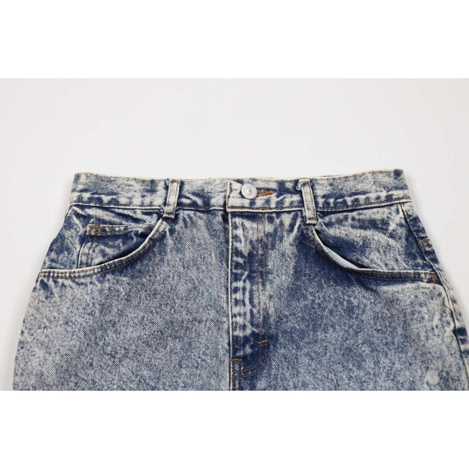 Vintage Vintage 90s Streetwear Distressed Acid Wash Denim Jean Skirt Size 28" / US 6 / IT 42 - 2 Thumbnail