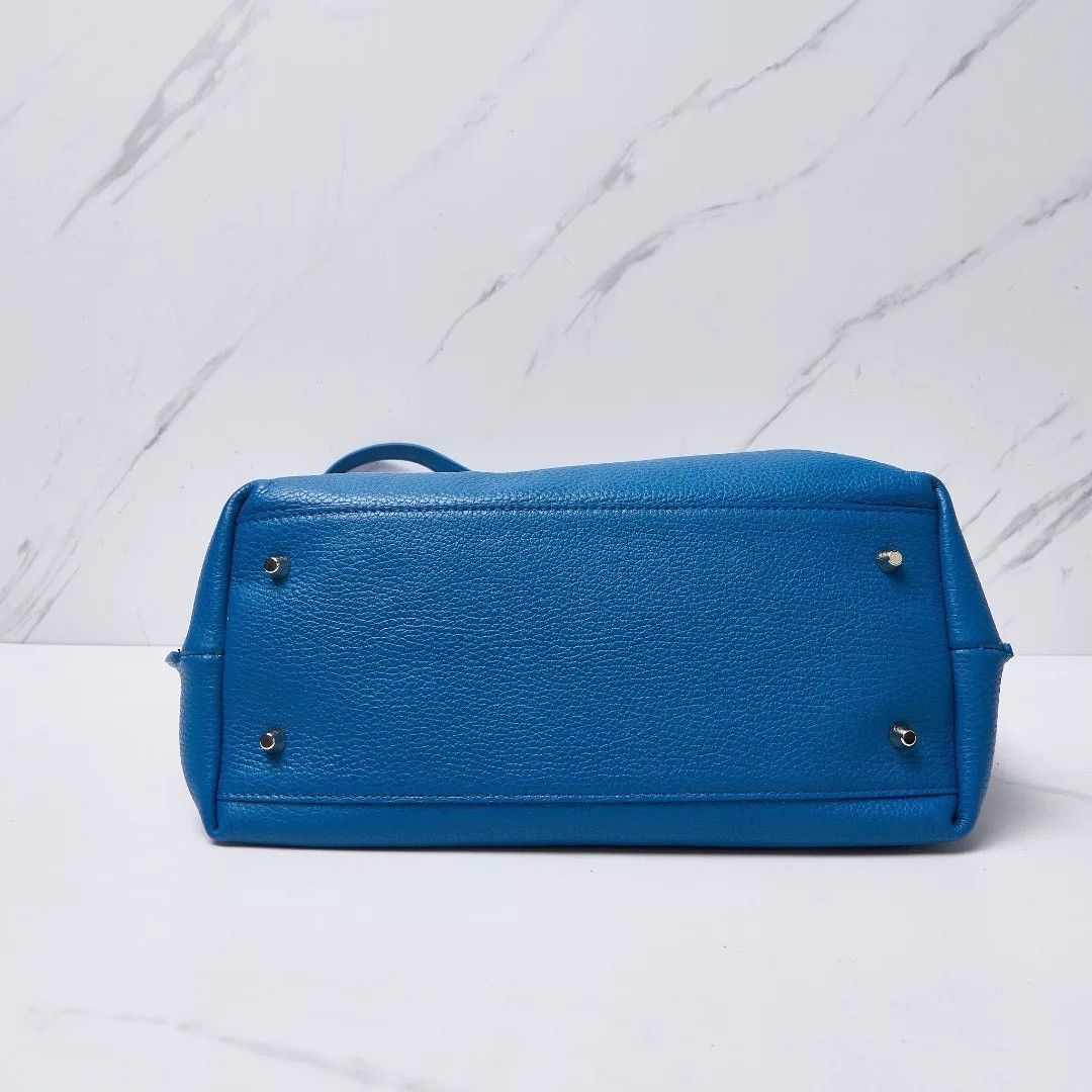 Furla Furla Blue Leather Gold Logo Tote Bag Size ONE SIZE - 5 Thumbnail