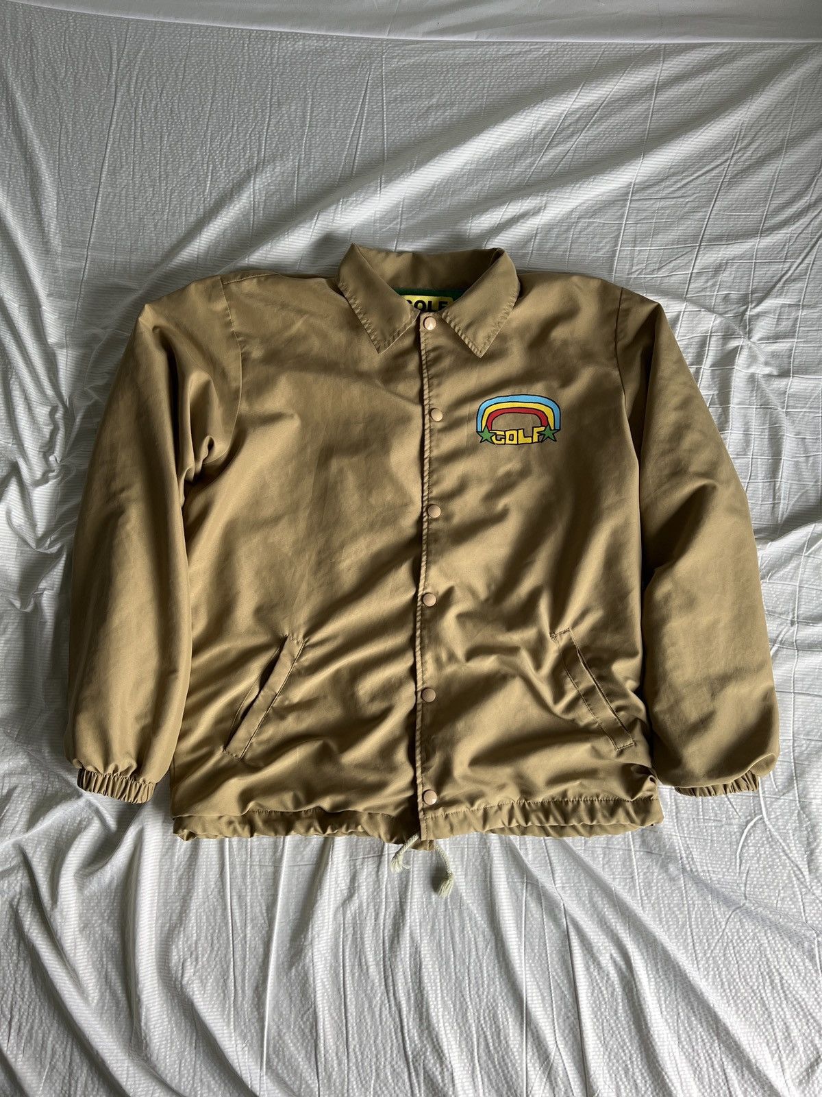 image of Golf Wang Rainbow Coach Jacket in Beige, Men's (Size Small)