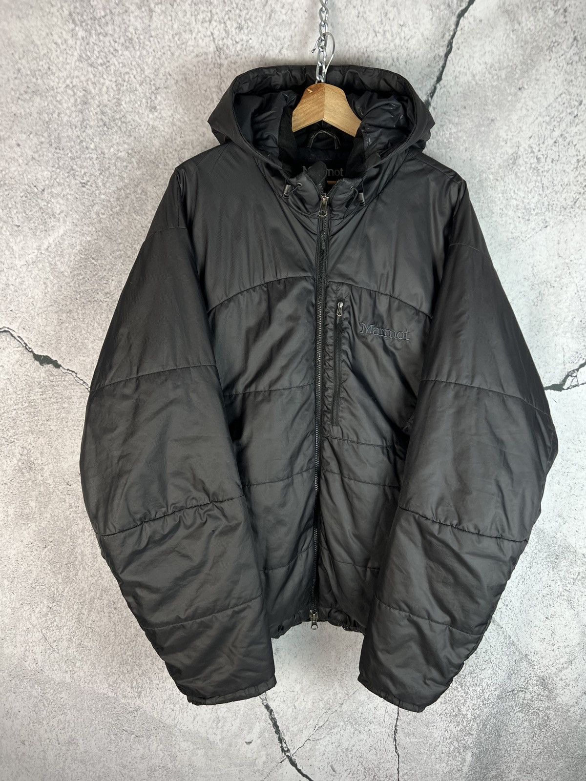 image of Marmot Puffer Nylon Fill Volume Black Down Jacket, Men's (Size XL)