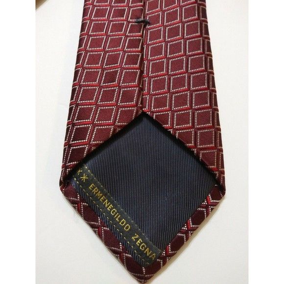 Ermenegildo Zegna ERMENEGILDO ZEGNA MEN'S NEW BURGUNDY SILK TIE WIDTH: 3 1/2" Size ONE SIZE - 2 Thumbnail