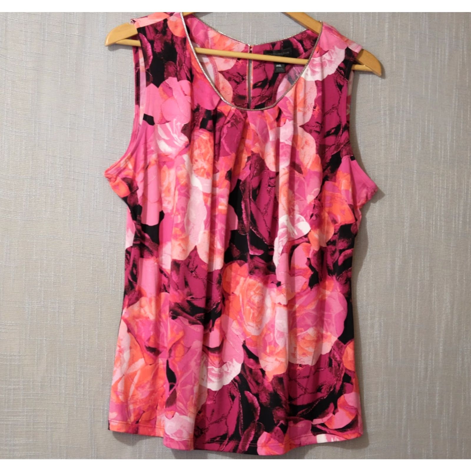 Worthington VINTAGE Worthington Top Pink Floral Stretch Women's Petite PXL #A11-36 Size XL / US 12-14 / IT 48-50 - 2 Thumbnail