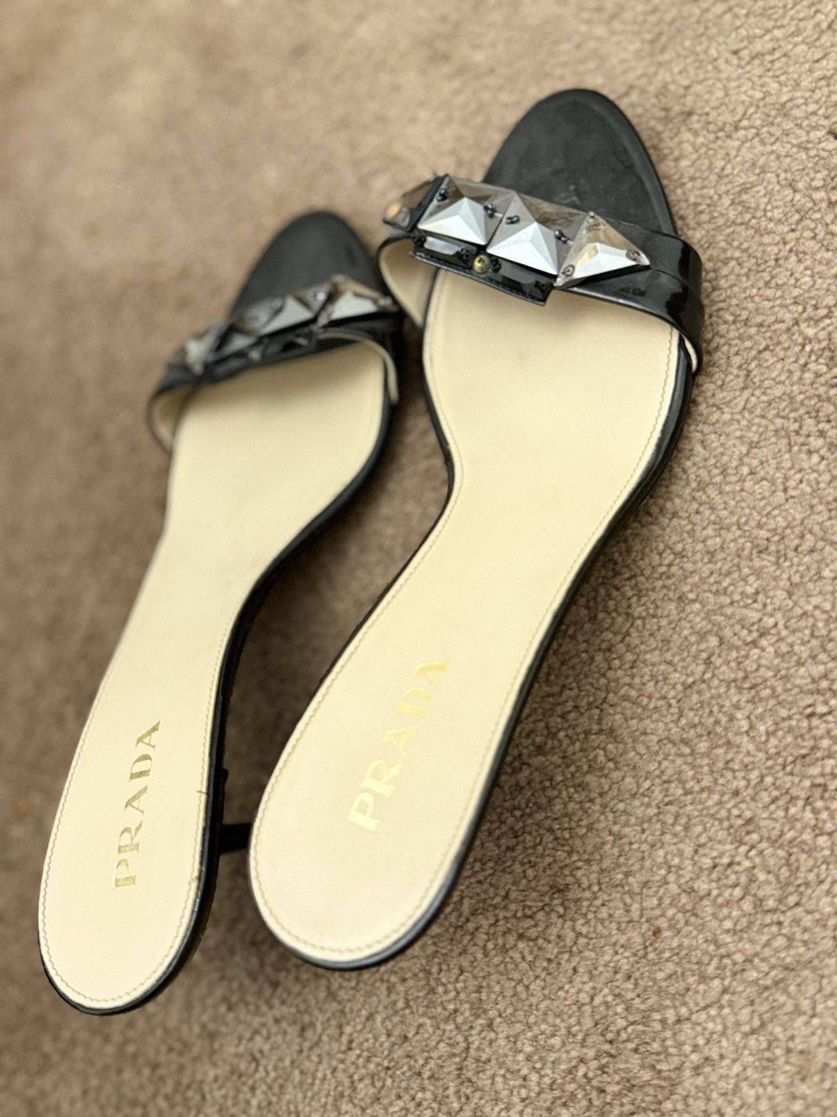 Prada Prada patent leather crystal embellished heels Size US 9 / IT 39 - 4 Thumbnail