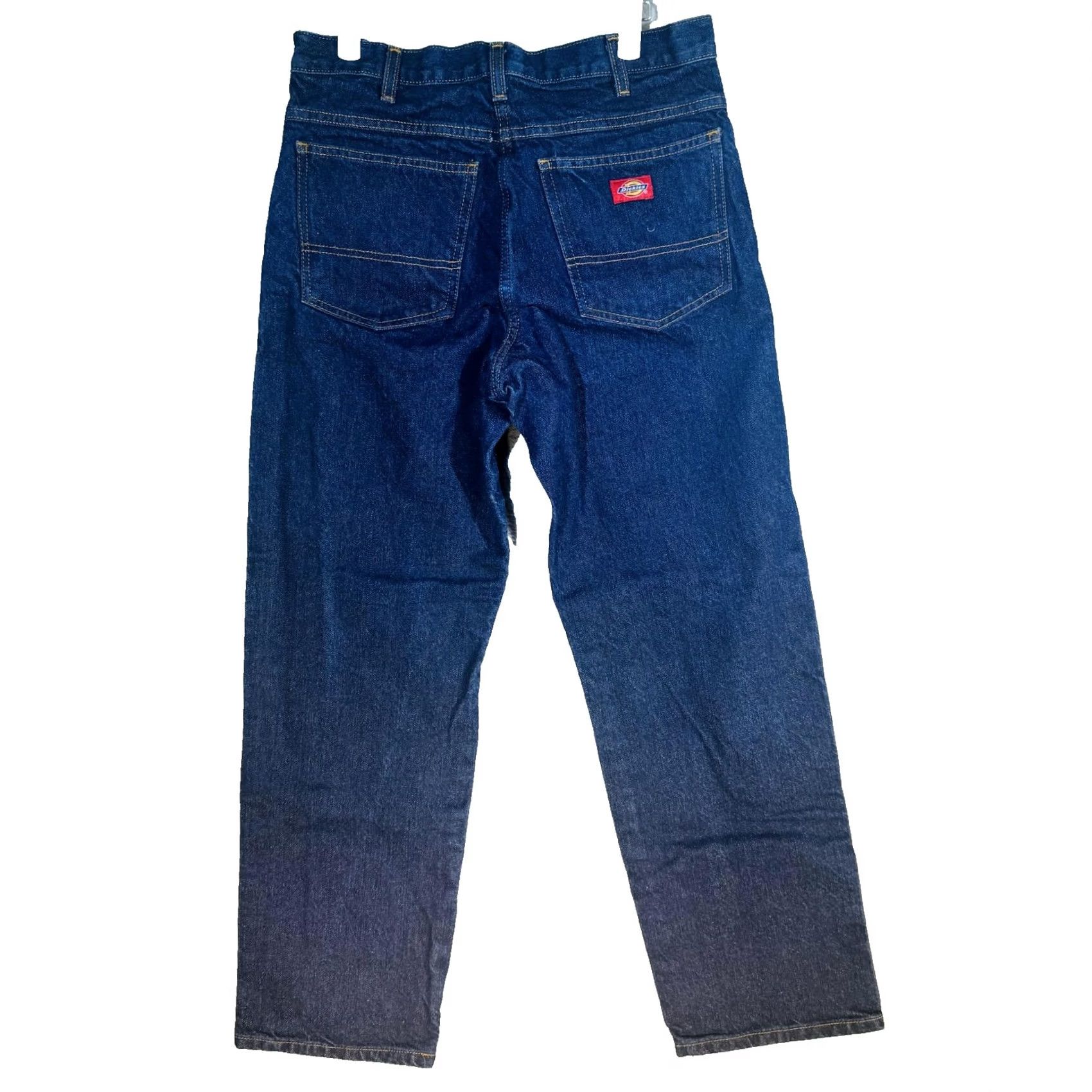 Dickies Dickies Jeans Mens 32x30 Blue Dark Wash Straight Relaxed Zip Fly Denim 5-Pocket Logo USA Modern Casual Jeans Mens Regular Fit Size US 32 / EU 48 - 6 Thumbnail