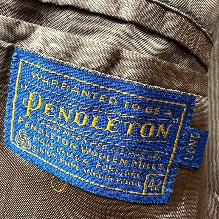 Pendleton VINTAGE Pendleton Wool Tweed Sport Coat Blazer Mens 42 Long Large Suede Yoke Wool Blazer Mens 42 Long Large Retro Coat Size 42R - 3 Thumbnail