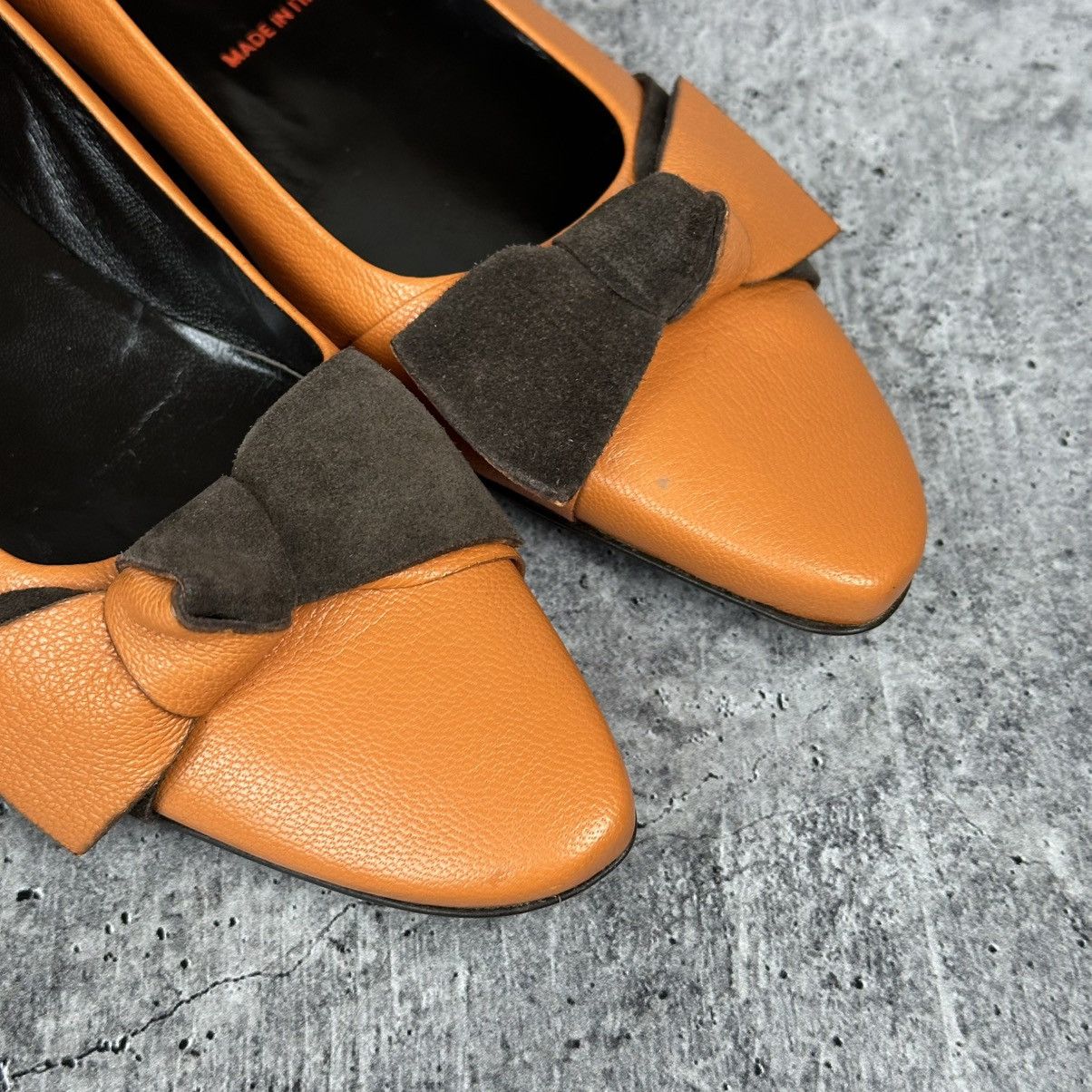 Miu Miu Vintage Miu Miu Bow Pointed Toe Leather Shoe Orange Sz 37 Size US 7 / IT 37 - 2 Thumbnail