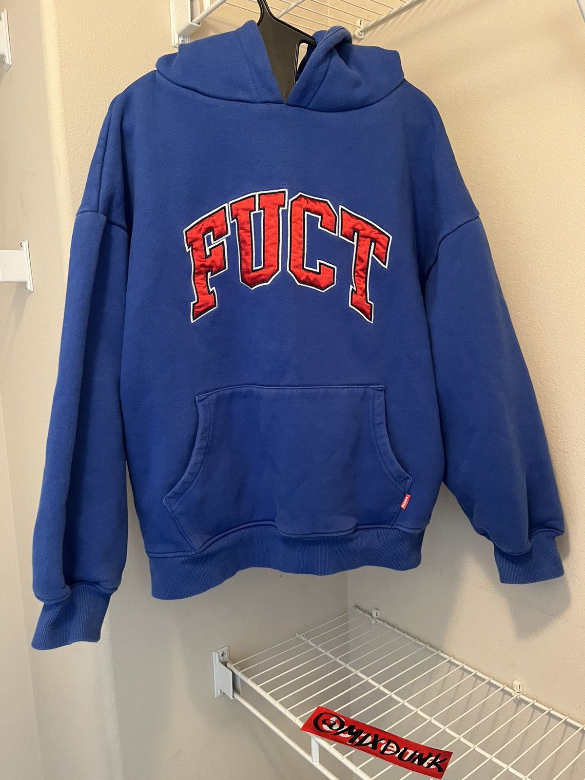 FUCT FUCT ACADEMY LOGO SATIN APPLIQUÉ HOODIE ROYAL BLUE LARGE Size US L / EU 52-54 / 3 - 1 Thumbnail