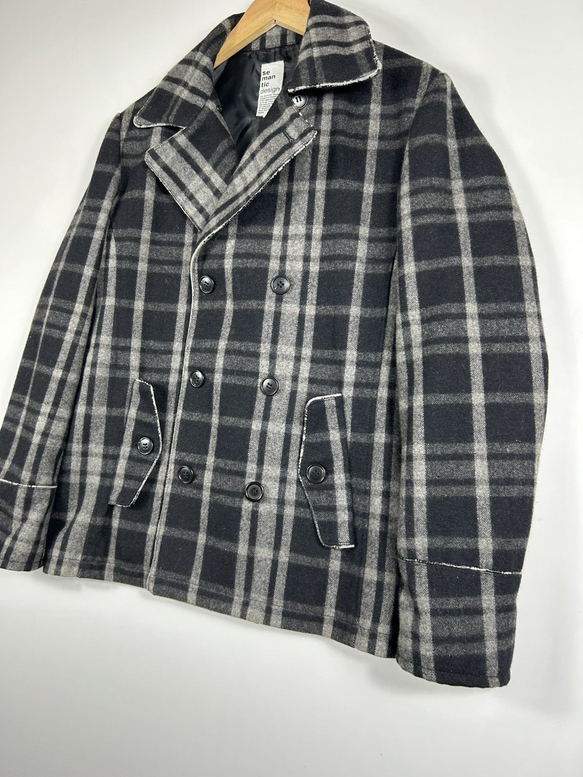 Japanese Brand 🔥Semantic Design Wool Double Breast Peacoat Size US L / EU 52-54 / 3 - 3 Thumbnail