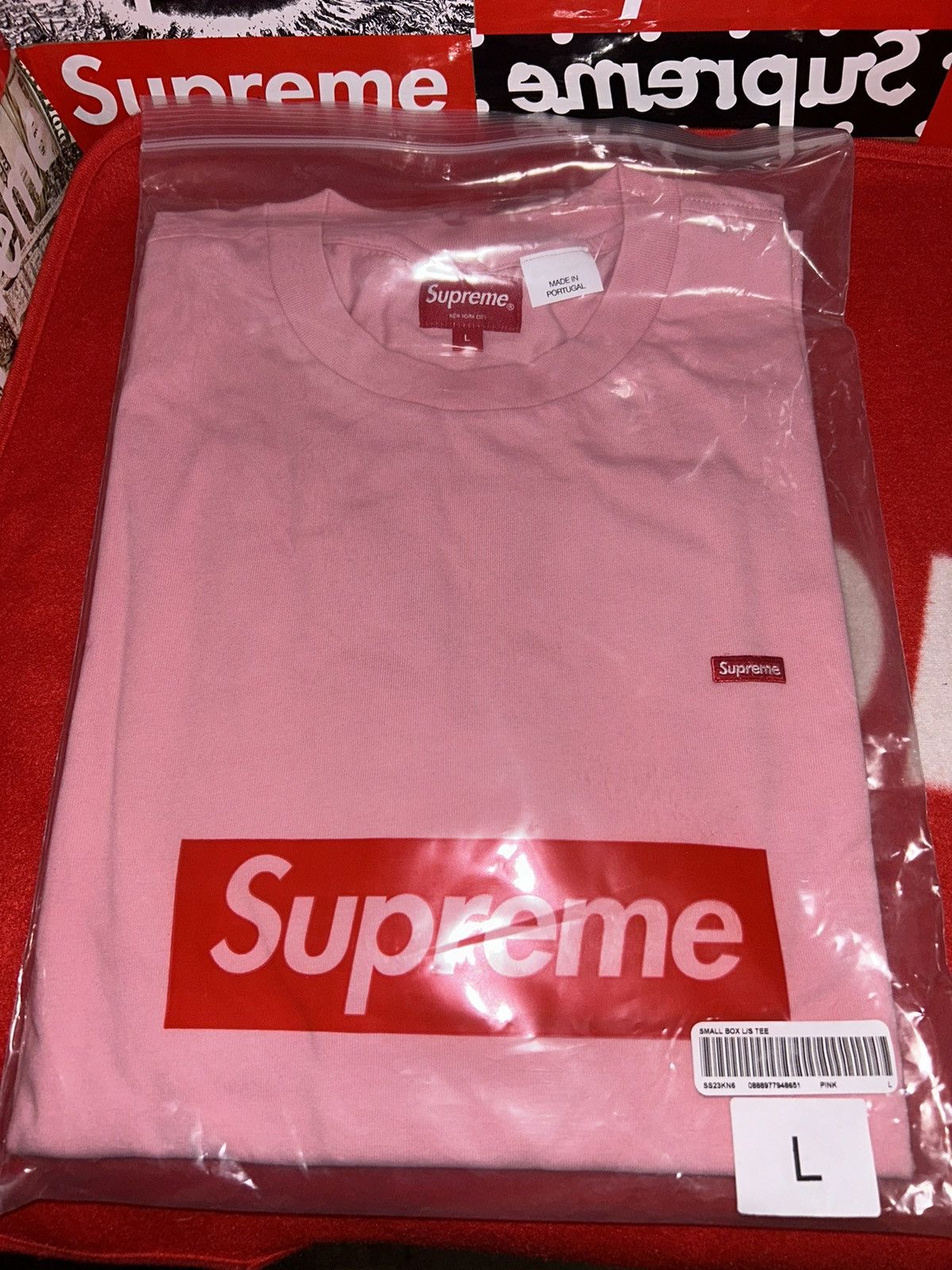 Supreme Small Box L/S Tee pink supreme small box logo LS tee