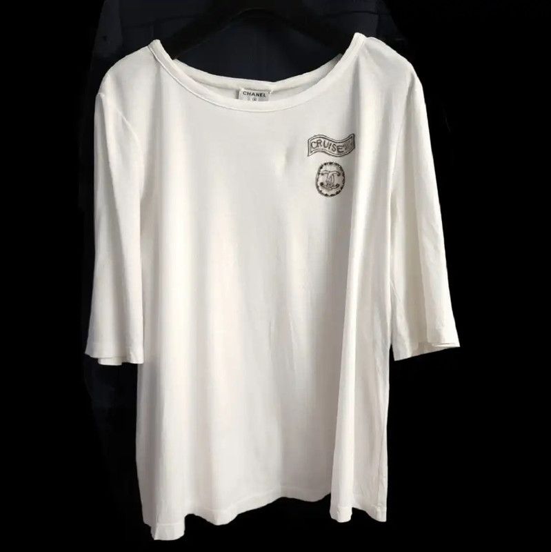 Chanel Chanel White Cotton Logo Short Sleeve T-Shirt 0089 Size S / US 4 / IT 40 - 1 Thumbnail