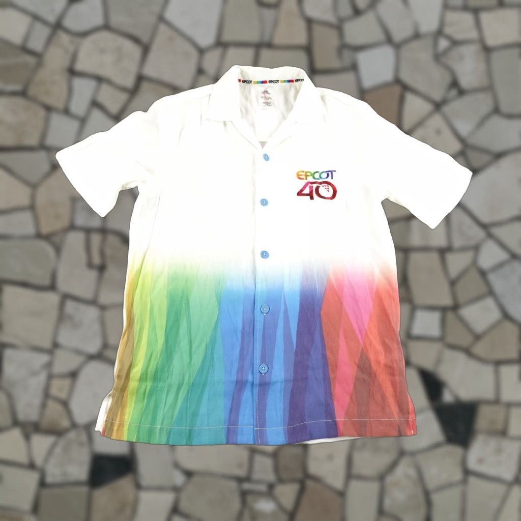 Disney Disney Shirt Mens Small White Rainbow Epcot 40 Button Up Hawaiian Camp Beach NEW Size US S / EU 44-46 / 1 - 1 Thumbnail