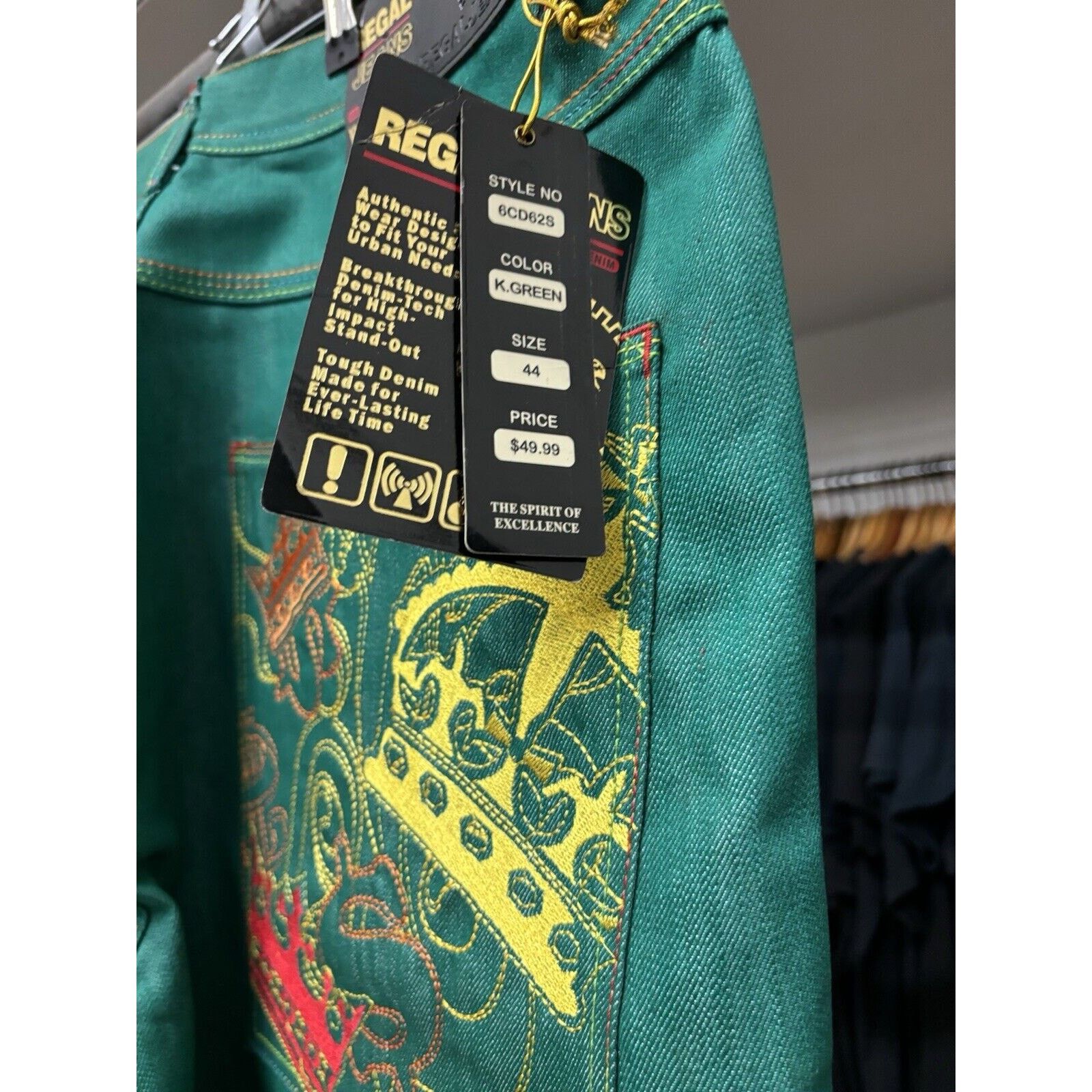REGAL vintage green regal jeans y2k 90s jorts deadstock 44 x 15 Size US 44 / EU 60 - 5 Thumbnail