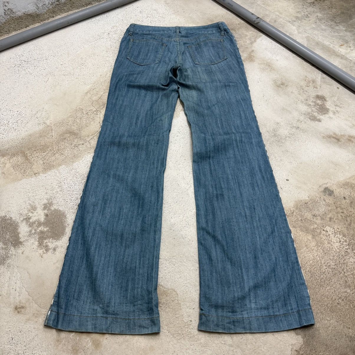 Burberry Flare Burberry Nova Check Line Whisker Denim Pants Size 27" / US 4 / IT 40 - 2 Thumbnail