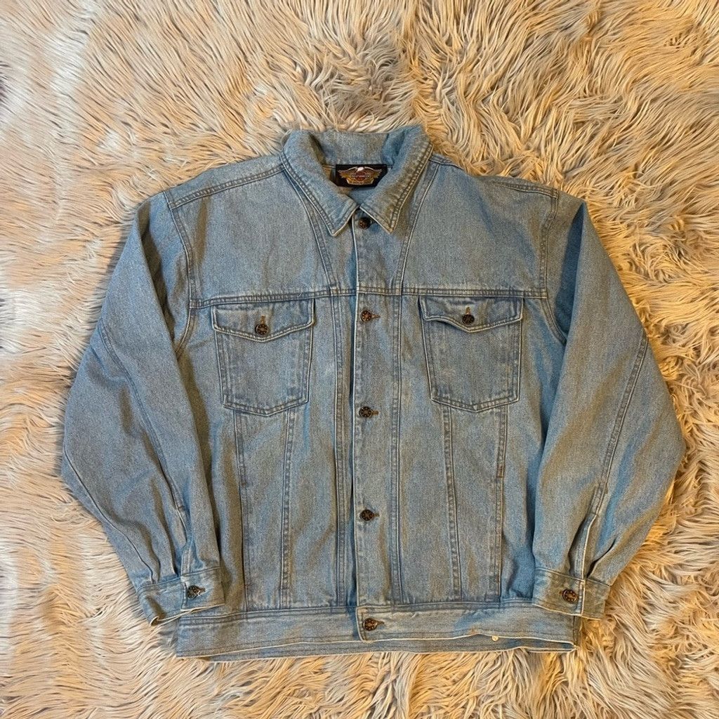 Harley Davidson Harley-Davidson Light Blue Denim Jacket size XL(small hole) Size US XL / EU 56 / 4 - 2 Thumbnail