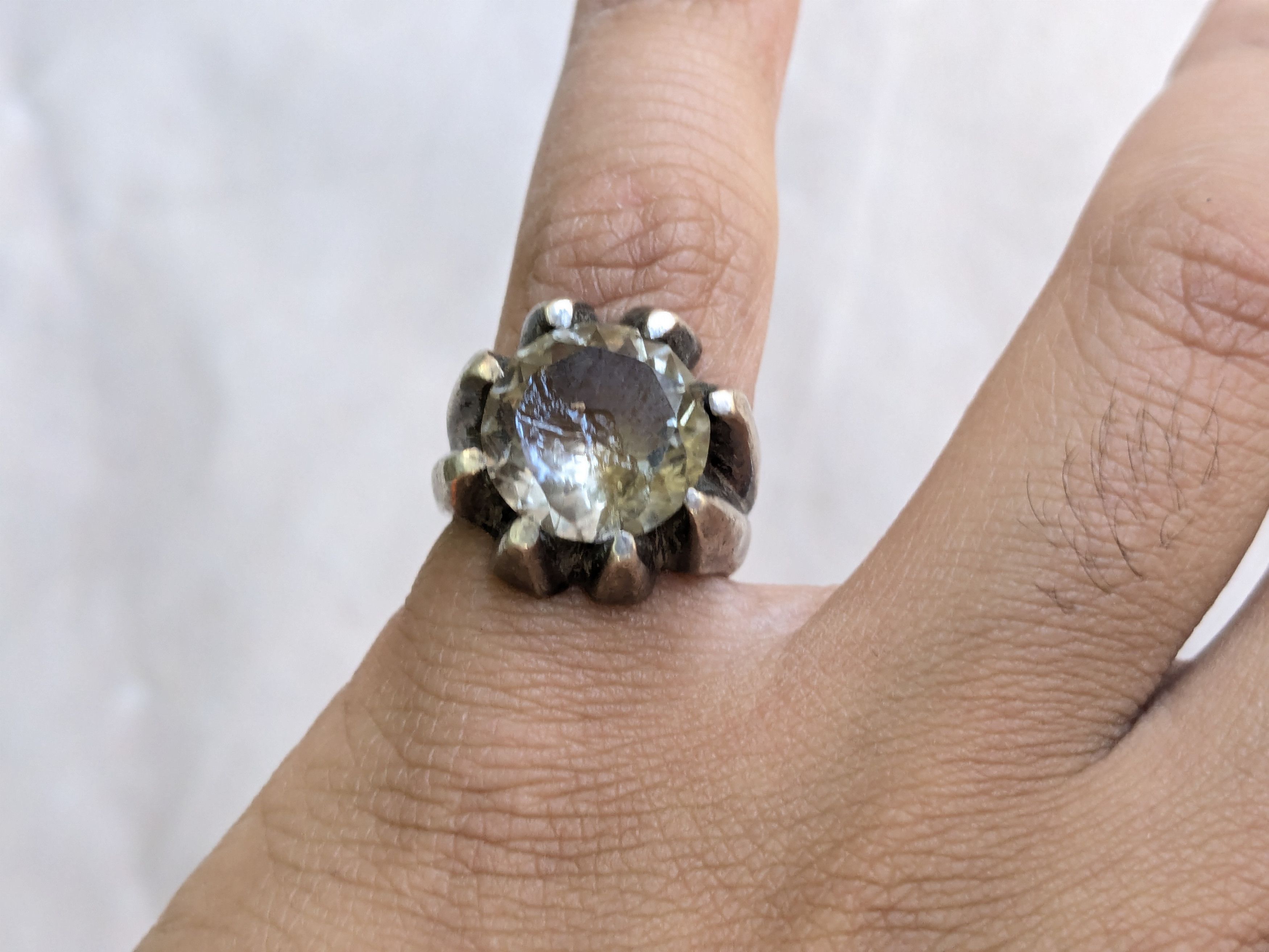 Jewelry Vintage Sterling Silver Ring Quartz Mexico Round Size ONE SIZE - 13 Thumbnail