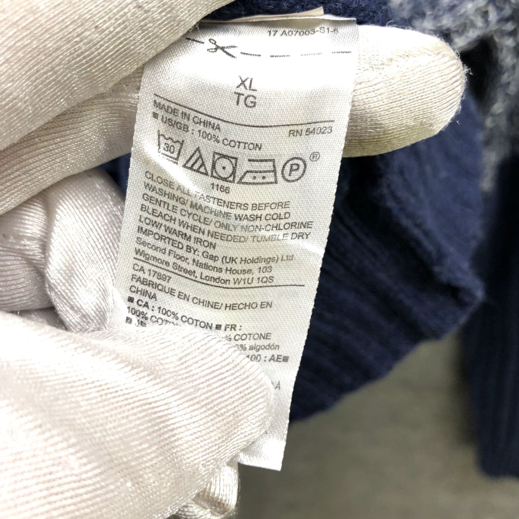 Gap Gap Mens XL Colorblock Shawl Collar Sweater Pullover Knit 100% Cotton Thick Marled Classic Retro Fall Winter Knitted Knitwear Size US XL / EU 56 / 4 - 6 Thumbnail
