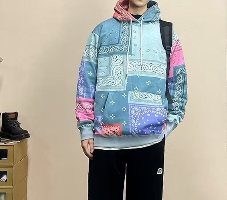 Japanese Brand Bandana Patchwork Blue Hoodie Size US L / EU 52-54 / 3 - 5 Thumbnail