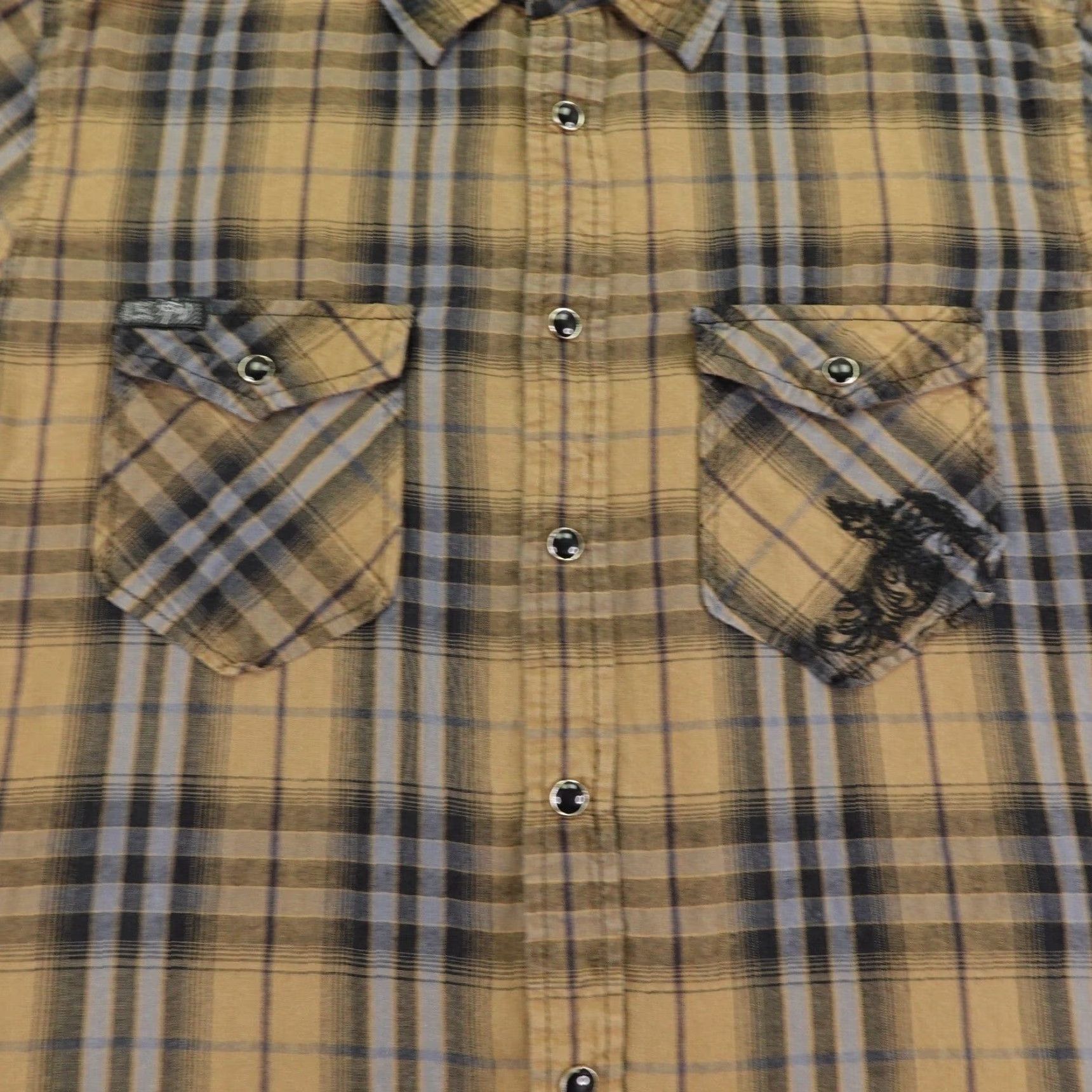Vintage VINTAGE Not Of This World Shirt Mens Medium Brown Plaid Pearl Snap Collared Short Sleeve Cotton Button-Up NOTW 90s/Religious Mens M Brown Size US M / EU 48-50 / 2 - 3 Thumbnail