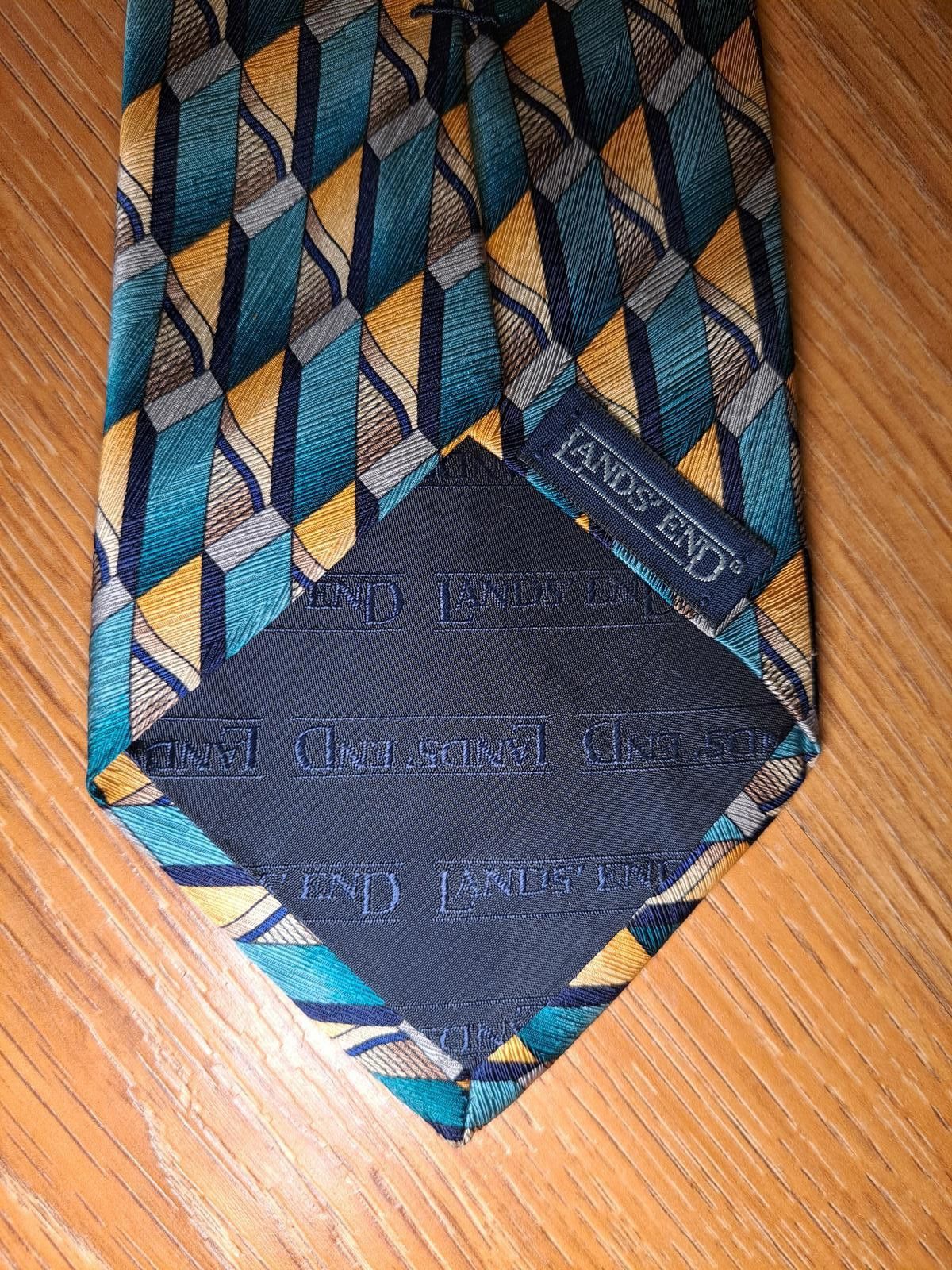 Lands' End Lands End Silk Tie Multicolor Geometric Handmade in USA Size ONE SIZE - 4 Thumbnail