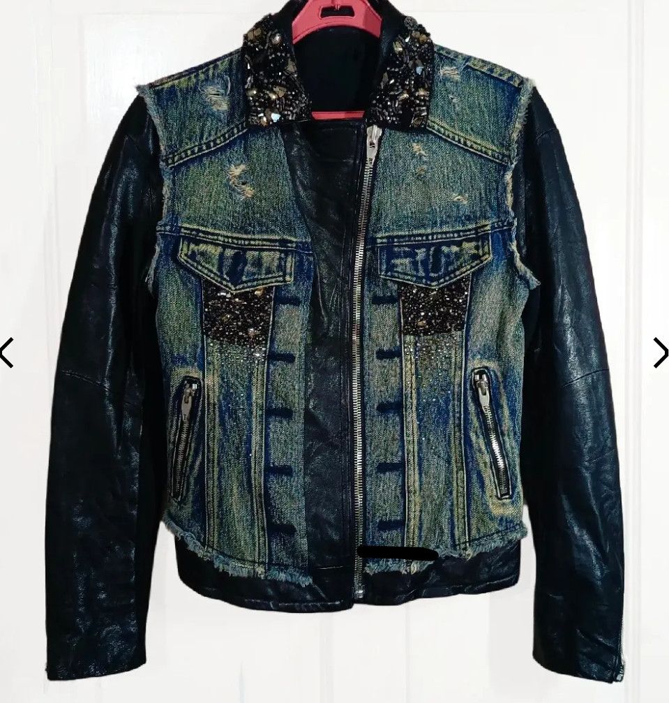 Other Balmain SS11 Safety Sheepskin Crystal Denim Vest Style Size L / US 10 / IT 46 - 3 Thumbnail