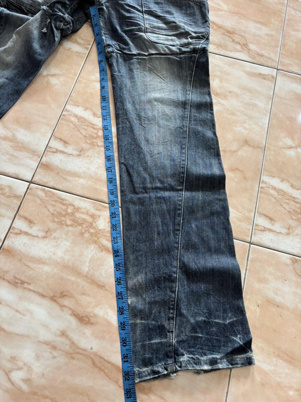 If Six Was Nine PPFM Double Waist Distressed Denim Jean Size US 33 - 19 Thumbnail