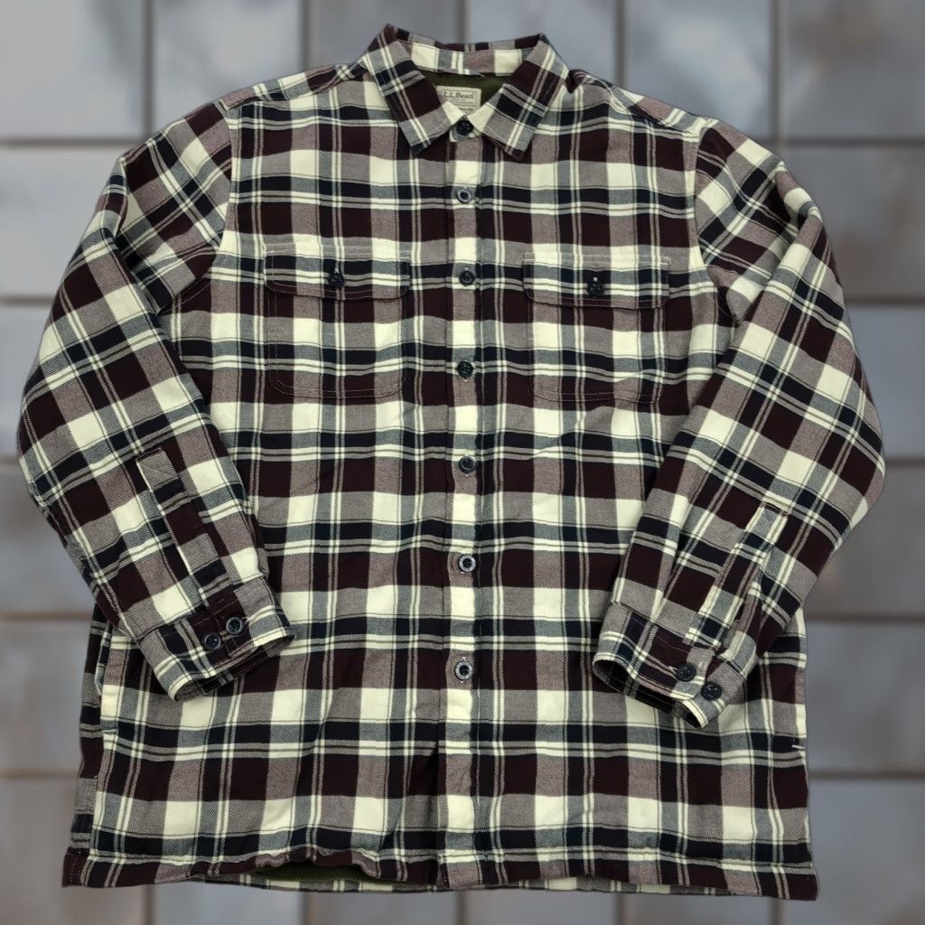 Vintage L.L.Bean Men's L Traditional Fit Flannel Shirt Jacket Fleece Lined Plaid Button Jacket Size US L / EU 52-54 / 3 - 1 Thumbnail