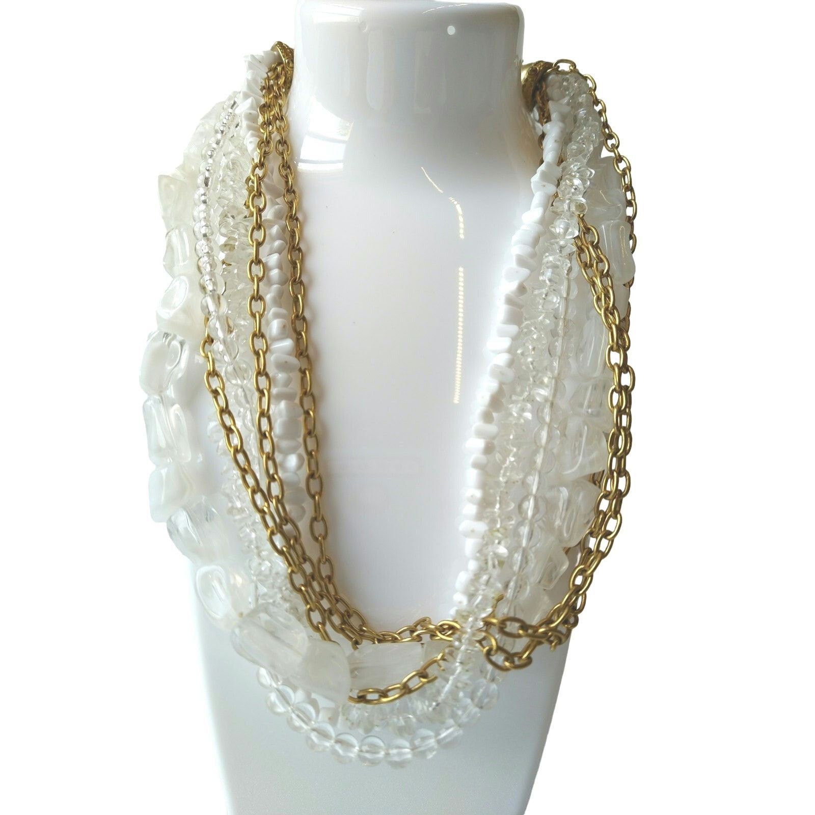 The Unbranded Brand Vintage Multi strand Women's Statement Necklace Clear Size ONE SIZE - 1 Thumbnail