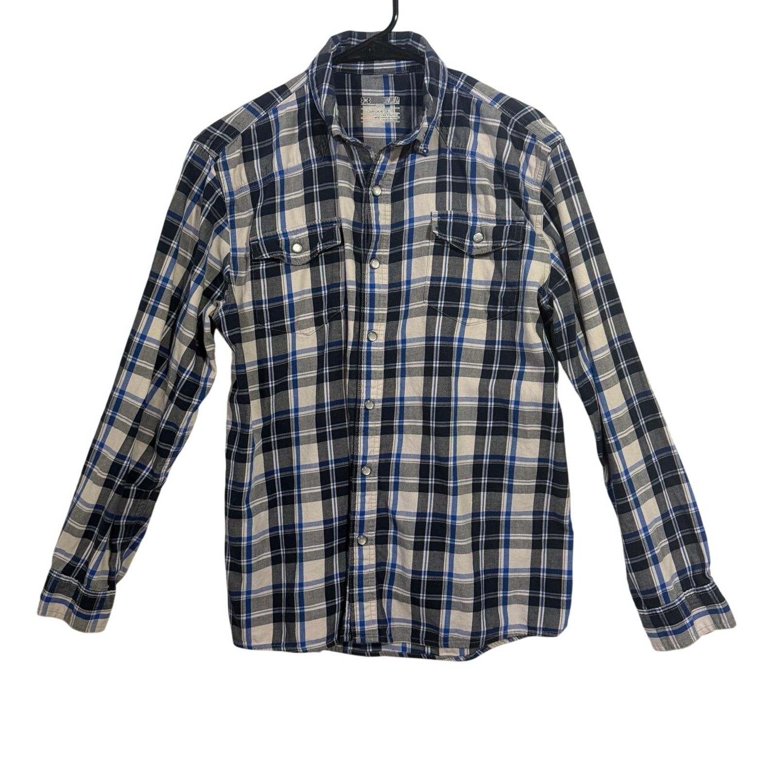 Under Armour Under Armour MEDIUM Loose Fit Blue Plaid Button Down Shirt Size US M / EU 48-50 / 2 - 2 Thumbnail