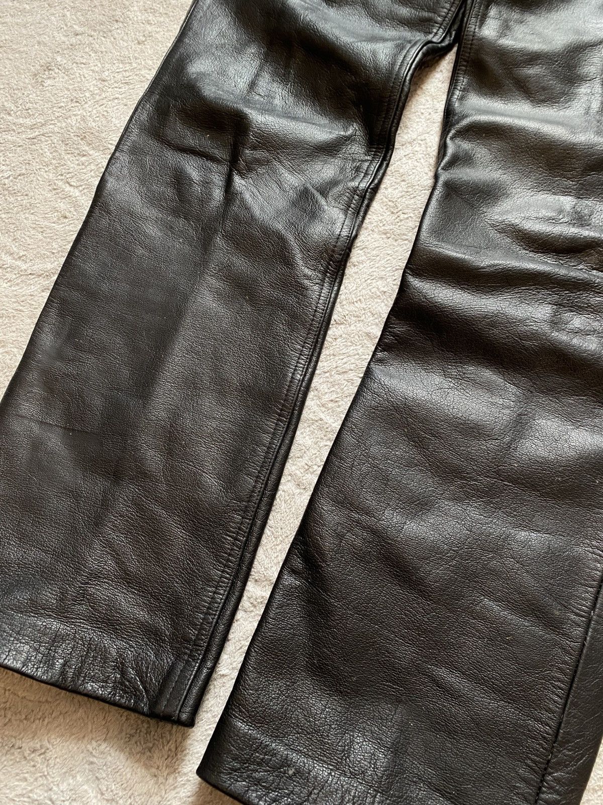 If Six Was Nine Black Leather Opium Vintage Pants 100% real leather Size US 35 - 6 Thumbnail