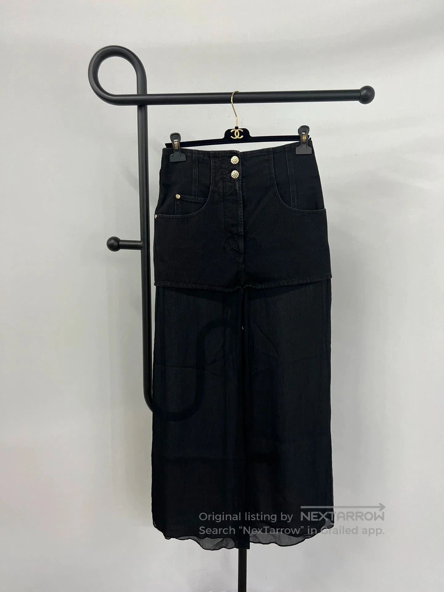 Chanel Chanel Black Denim Silk Wide. Size 28" / US 6 / IT 42 - 1 Thumbnail