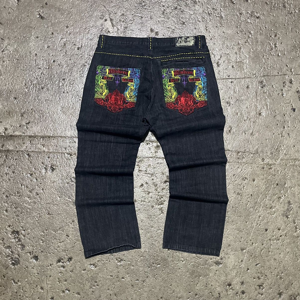 image of Ed Hardy x Jnco Crazy Vintage Y2K Baggy Jeans Jnco Wide Leg Skater Unique in Black, Men's (Size 40)