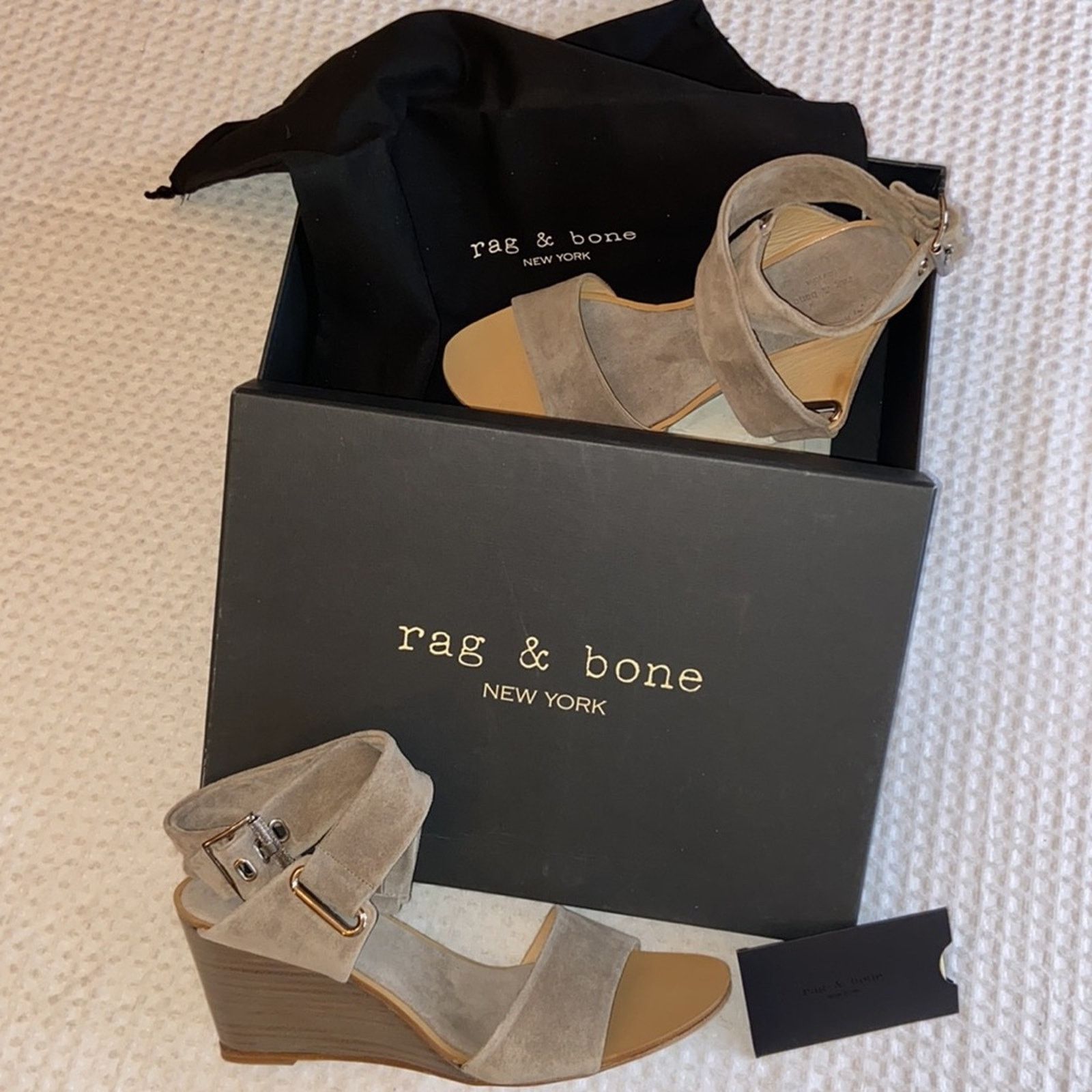 Rag & Bone NEW! rag & bone DAMIAN Wedge 39.5 Gray Leather Heels Sandal Size US 8.5 / IT 38.5 - 3 Thumbnail