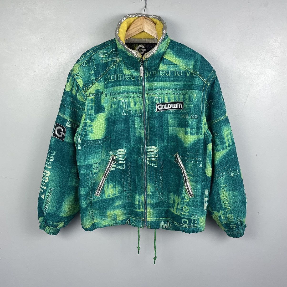 image of Archival Clothing x Goldwin Vintage Goldwin Monogram Bomber Jacket Made In Japan in Green (Size Lar
