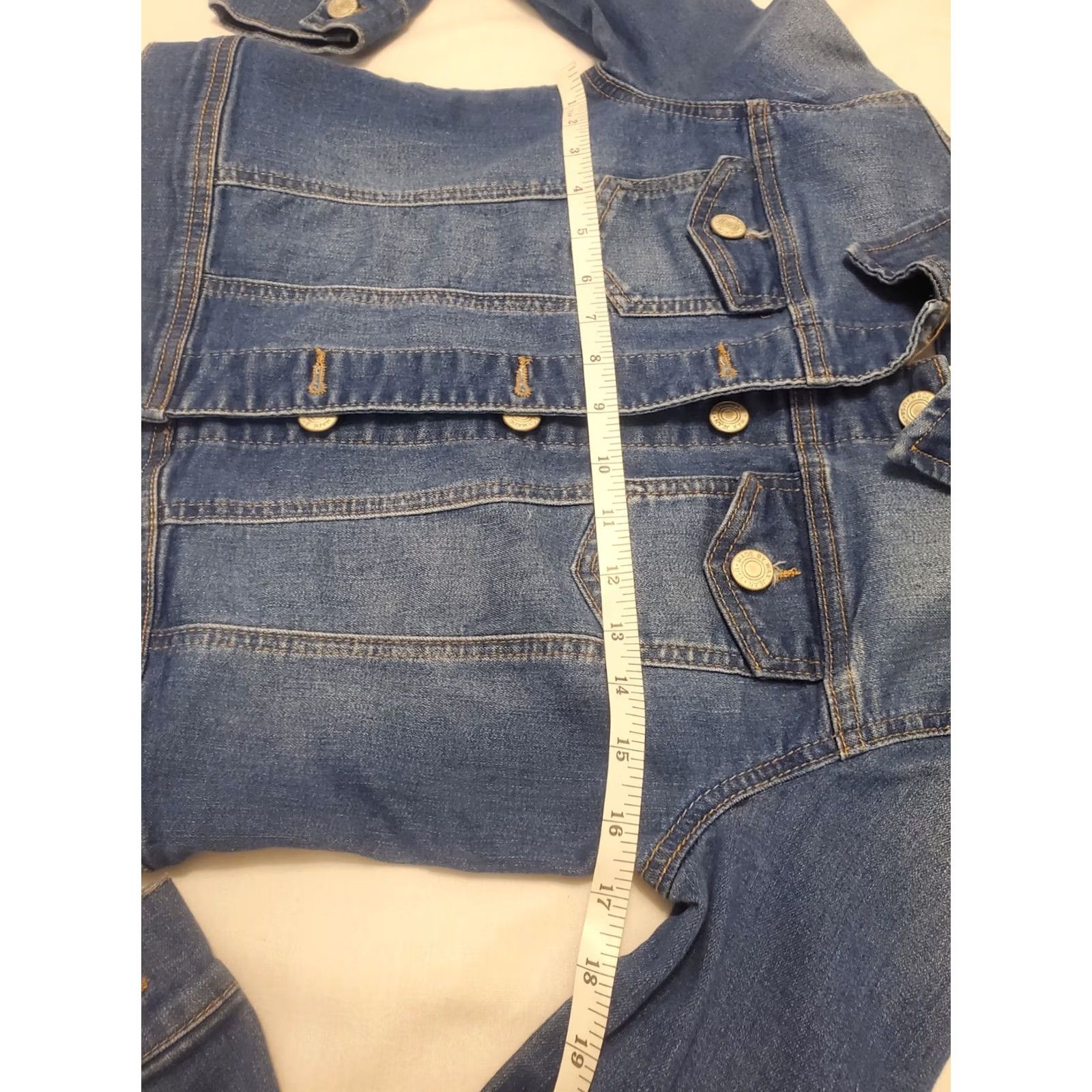 Denime VINTAGE Denim Trucker Style Jacket Junior Size Small WAX JEAN Distressed Blue Size 28" / US 6 / IT 42 - 6 Thumbnail