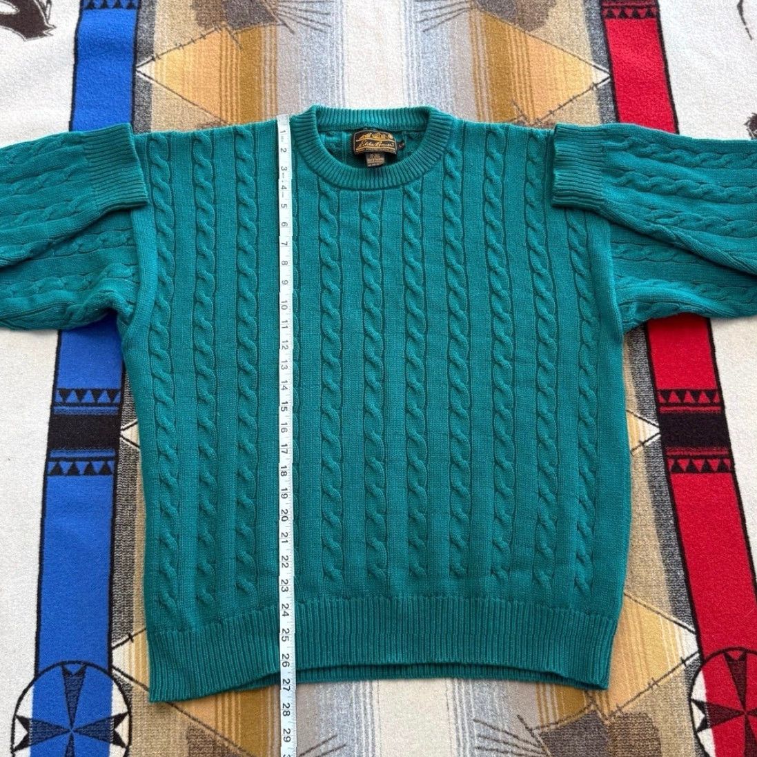 Eddie Bauer VINTAGE Eddie Bauer Fisherman Cable Knit Sweater Teal Blue Men’s Large Cotton Pullover Long Sleeve Casual 90s Mens Size US L / EU 52-54 / 3 - 6 Thumbnail